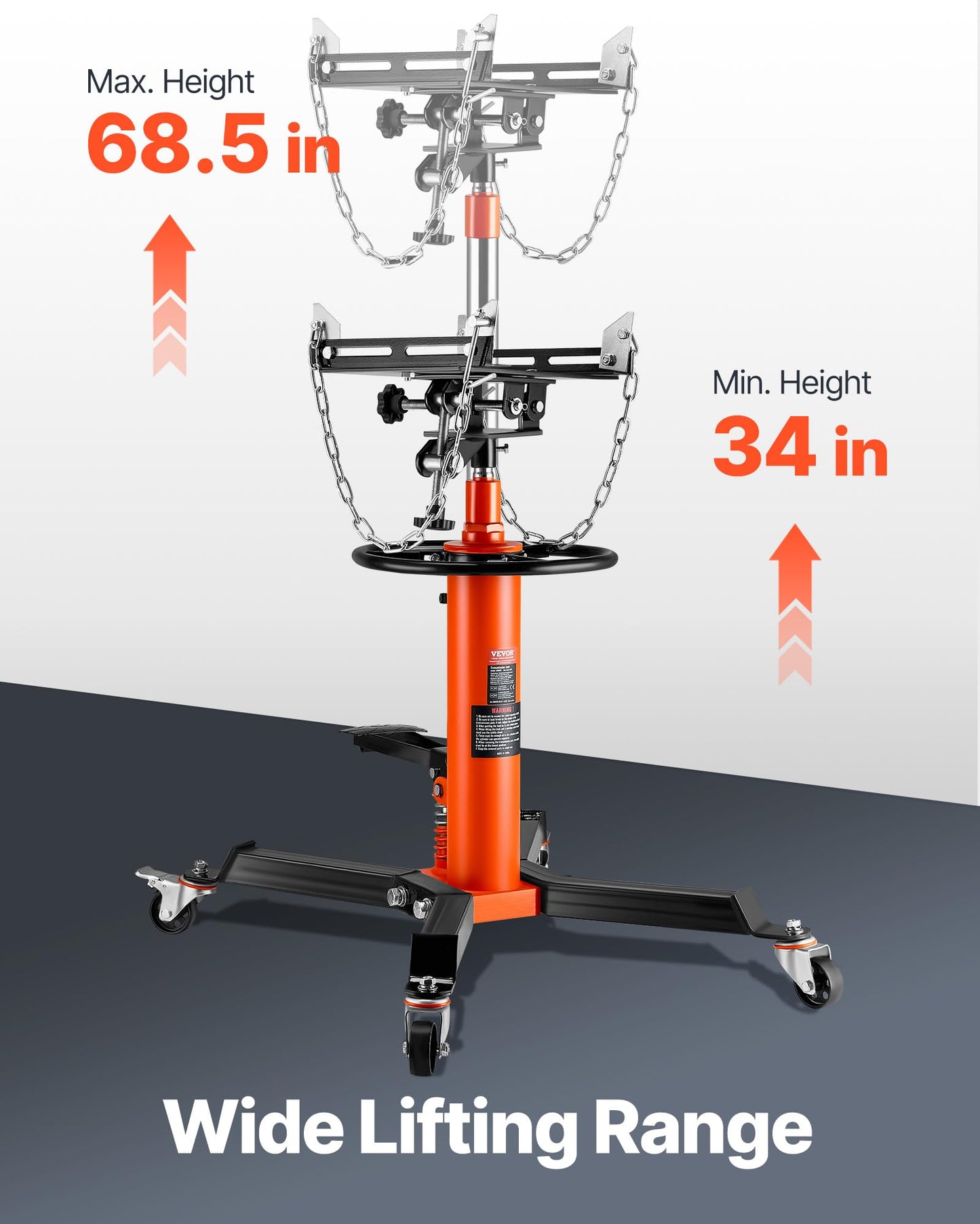 VEVOR Transmission Jack, 1322 LBS Hydraulic Telescoping Transmission Jack, 32"-67" High Lift Transmission Jack Stand with Foot Pedal, 360° Swivel Wheel