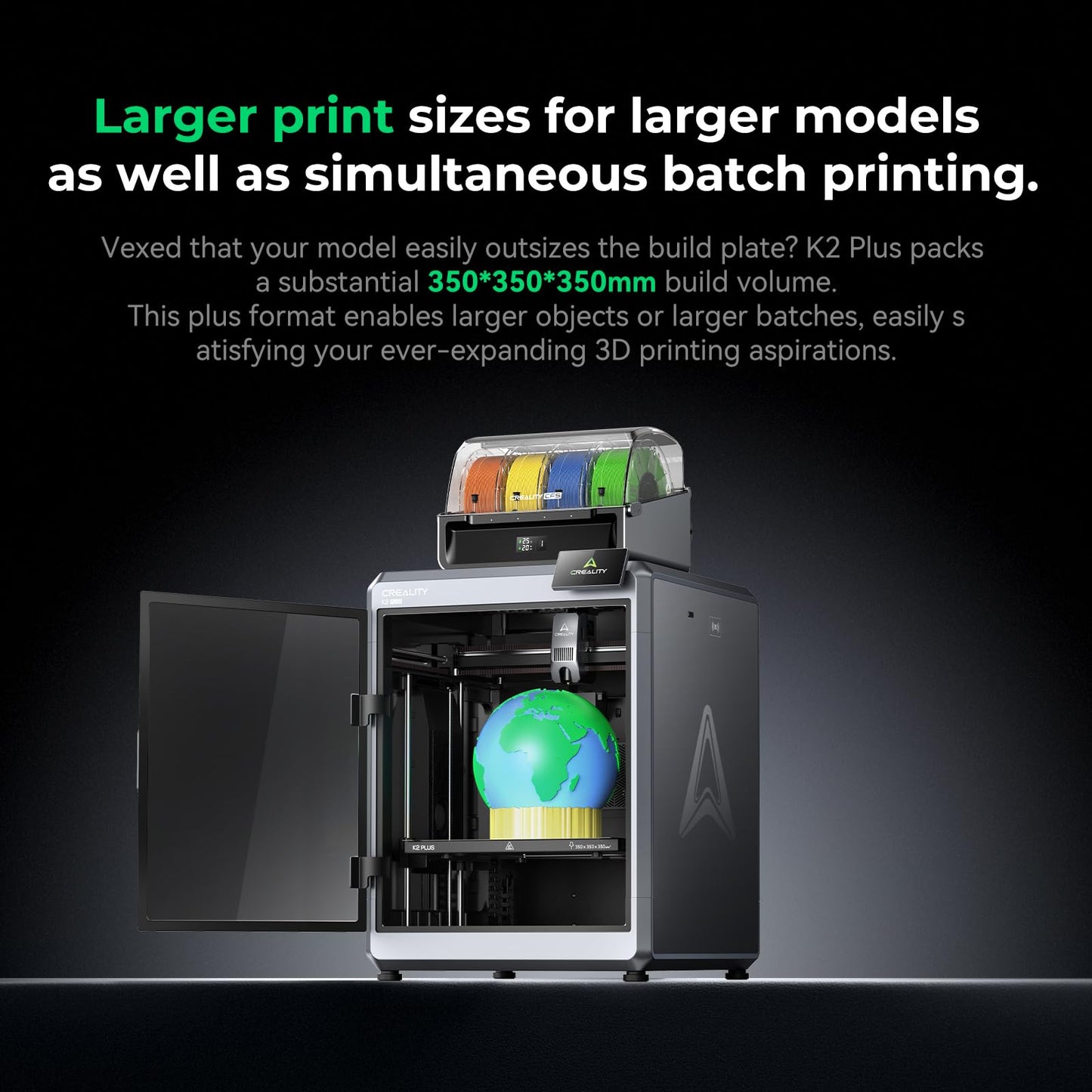 Creality K2 Plus Combo 3D Printer, Multi Color Printing with New CFS 600mm/s High-Speed Full Auto-Leveling Dual Al Camera Next-Gen Direct Drive Extruder Larger Build Volume 13.78x13.78x13.78 inch