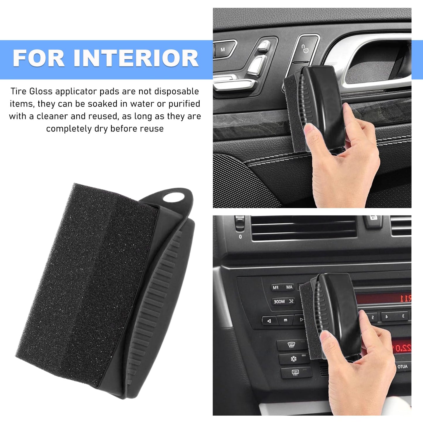 Sylvil 2 PCS Tire Dressing Applicator, Car Tire Shine Applicator Polishing Sponge Pads with Lid, Waxing Polishing Cleaning Tools Wheel Applicator Foam, Detailing Car Accessories (Black)