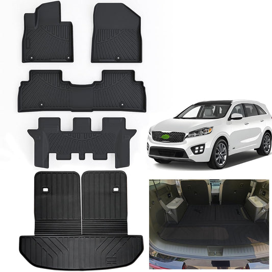AltraVos Floor Liners & Large Cargo Liners for 2016-2020 Kia Sorento 7 Seats with Backrest Protection,TPE All Weather Protection Car Mats