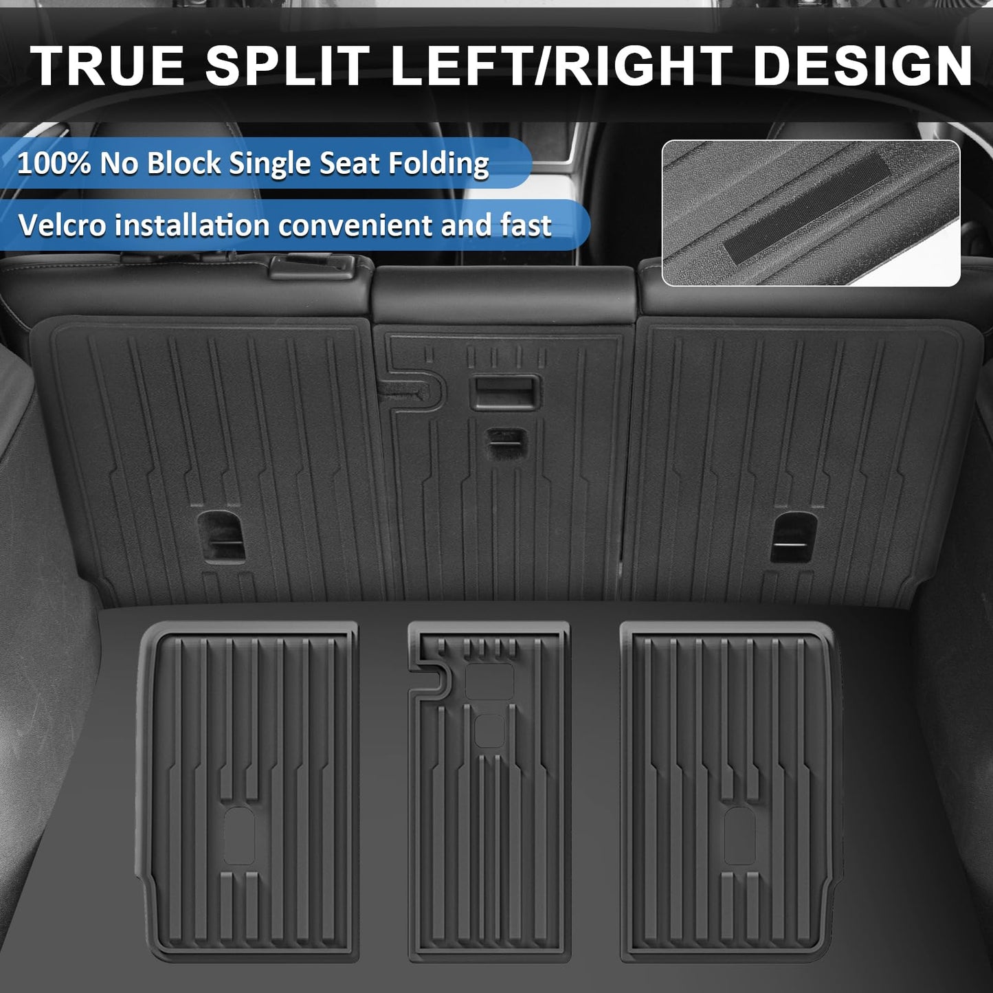 Weize Floor Mats for Tesla Model Y Juniper 2025 2026 5-Seat, All Weather Non-Slip Front Rear Cargo Liner Second Row Seat Back Mats Trunk Mats Interior Accessories, 9 PCS Full Set