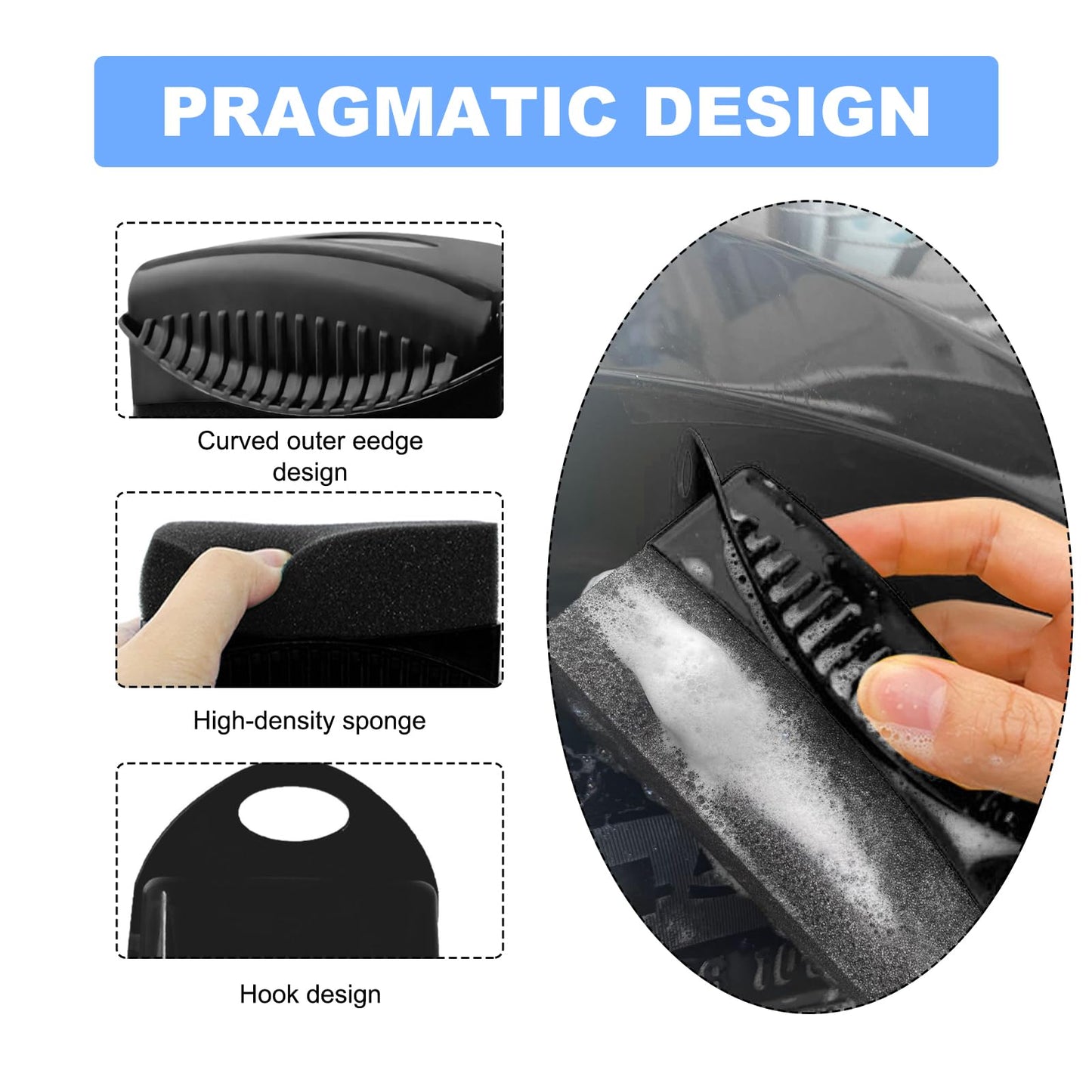 Sylvil 2 PCS Tire Dressing Applicator, Car Tire Shine Applicator Polishing Sponge Pads with Lid, Waxing Polishing Cleaning Tools Wheel Applicator Foam, Detailing Car Accessories (Black)