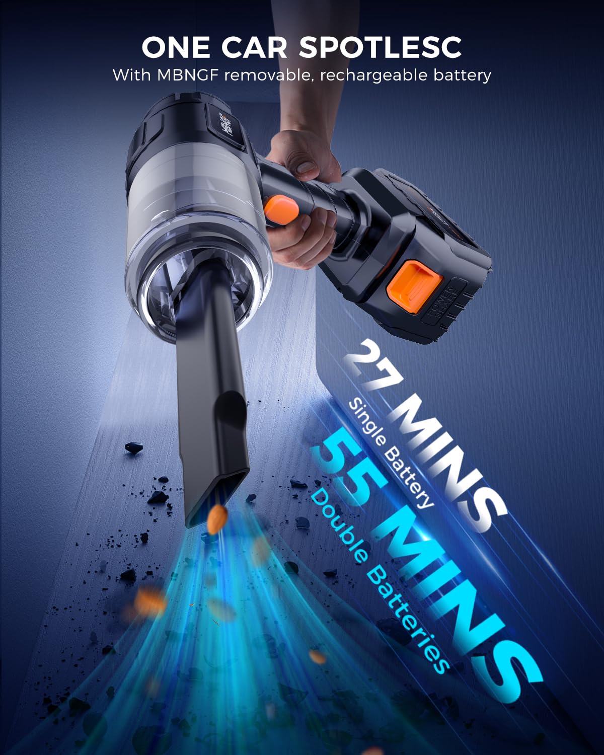 MBNGF Car Vacuum Portable Cordless,35000PA High Power Suction & Blower, Wireless Handheld Vacuum Cleaner for Car, Home, Office, Pet(Profound Black)