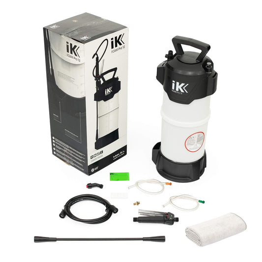 The Rag Company Goizper Group iK Sprayers - Foam Pro 12 Pump Sprayer - Professional Auto Wash, Dry/Wet Foam Spray, Pressure Release Safety Valve, PVC Hoses (6 Liters), Multicolor (IKS-82676+RAG)
