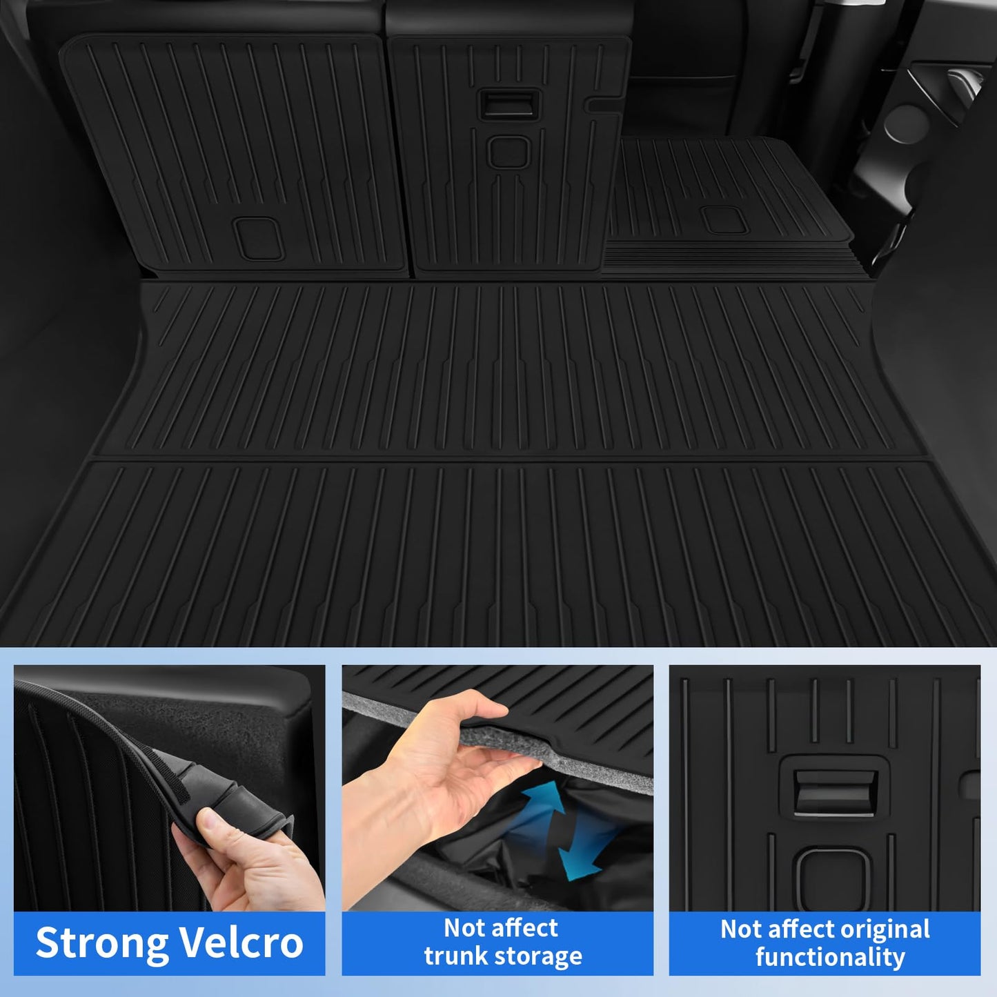 TSLDRV Floor Mats for Tesla Model Y Juniper 2025 2026 5-Seat with Bumper Guard All Weather Floor Mats for Tesla Model Y Juniper Accessories 2025 2026 TPE Trunk Mat with Backrest Mat Black