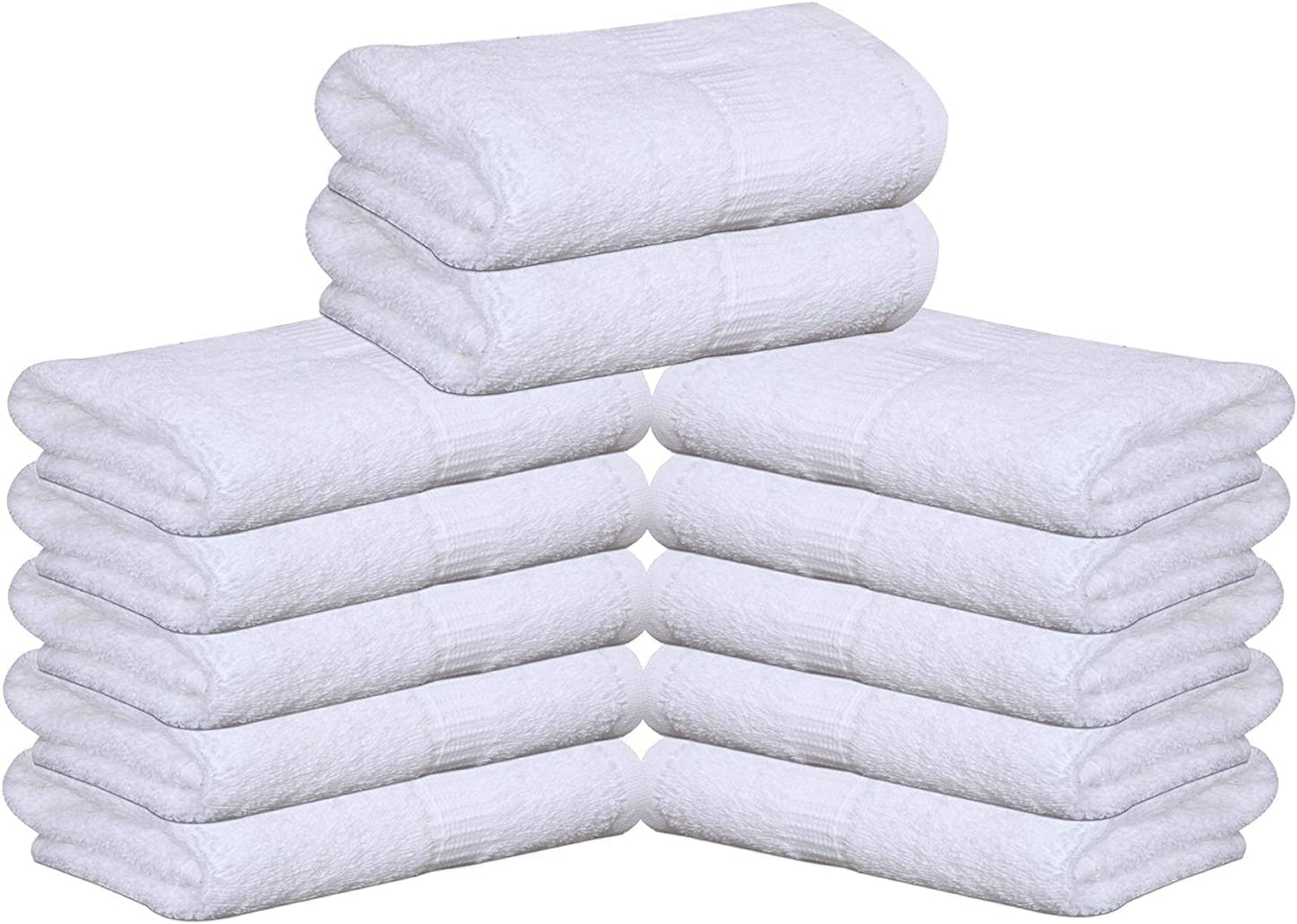 GOLD TEXTILES 120 Pack Premium White Hand Towels 16x30 Inch - 100% Ring Spun Cotton Soft Absorbent & Quick Dry, Large Bathroom Hand Towel Perfect for Hotel, Salon,Gym & Spa (16 x 30, White - 120 Pcs)