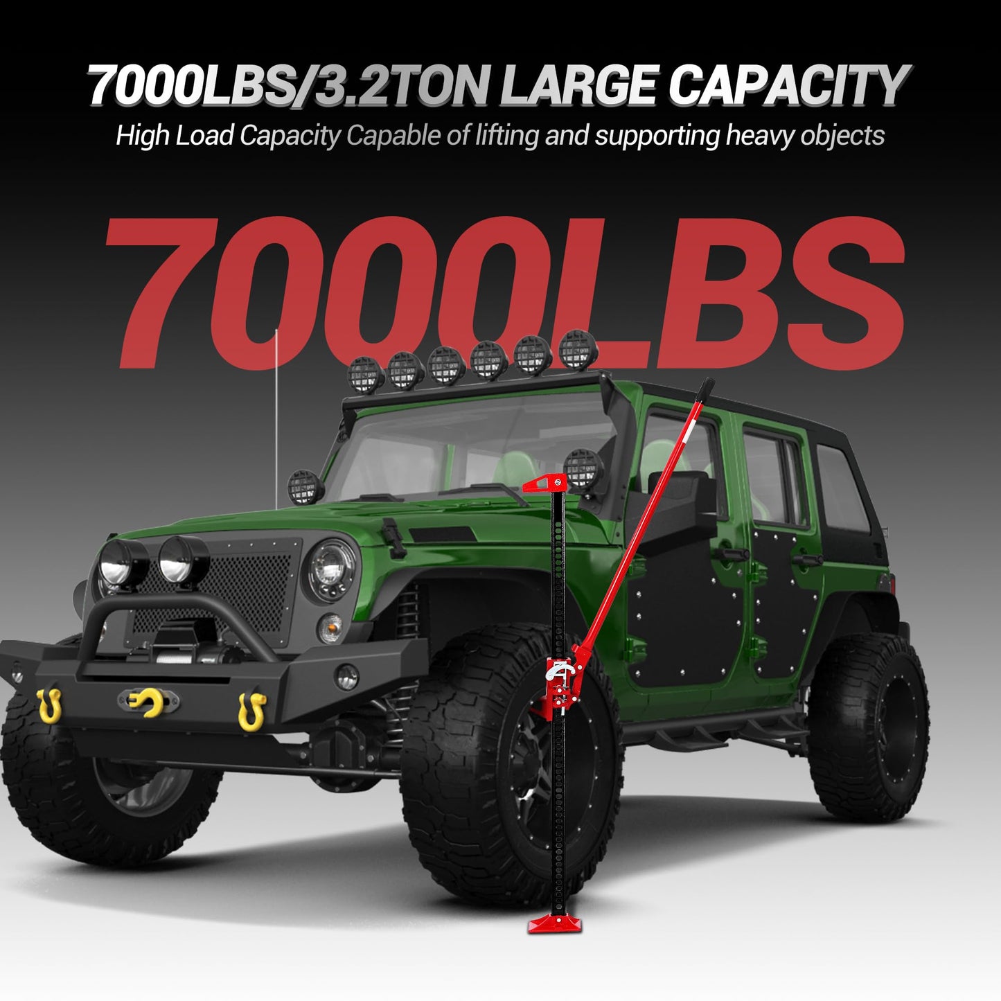 3 Ton Farm Jack, Heavy Duty 6600 Lb Capacity Ratchet Off-Road Multi-Purpose Jack for ATVs, Utility Vehicles, Off-Road Vehicles, Tractors, Trucks