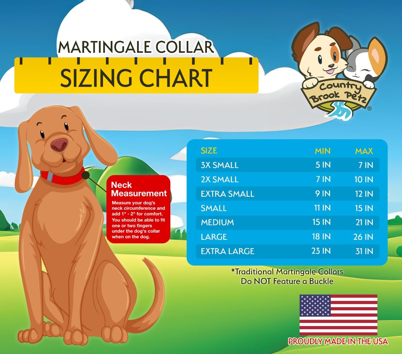 Country Brook Petz Martingale Dog Collar - Heavy-Duty Training Collar with No Buckle - Service Dog Collar for All Pups - Vibrant, Colorful Collection (Hot Pink, 1 Inch, Medium)