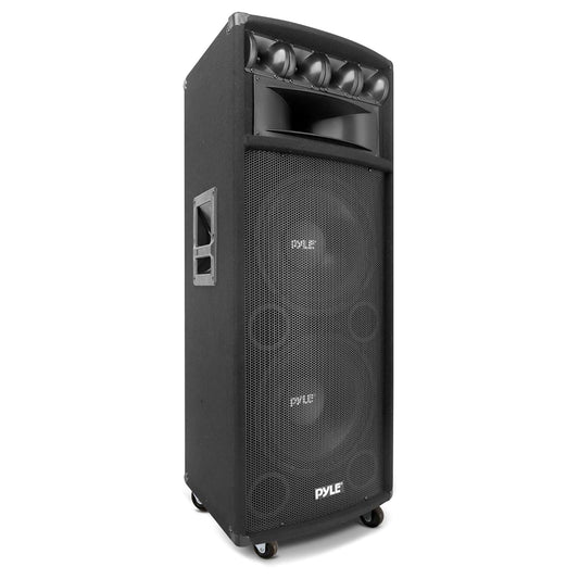 Pyle Portable Cabinet PA Speaker System - 1600 Watt Outdoor Stereo Sound Speakers w/ Dual 12" Woofers, 3.4" Piezo Tweeters, 5"x12" Super Horn Midrange, Crossover Network