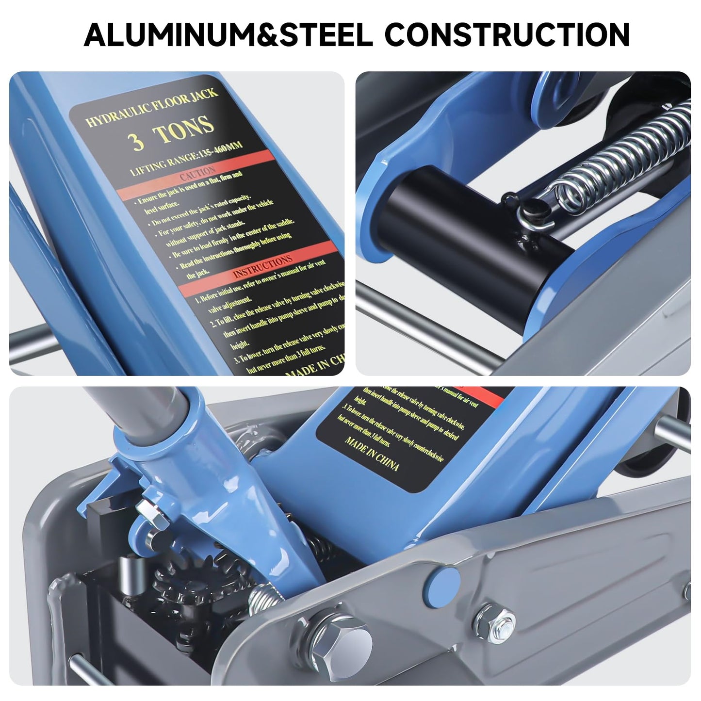 LARBANKE 3 Ton Floor Jack,Made of Durable Carbon Steel with Wheels for Secure Lifting,Fast Lift Floor Jack with Range of 5.31" to 18.11",Providing Stable Support for Various Cars