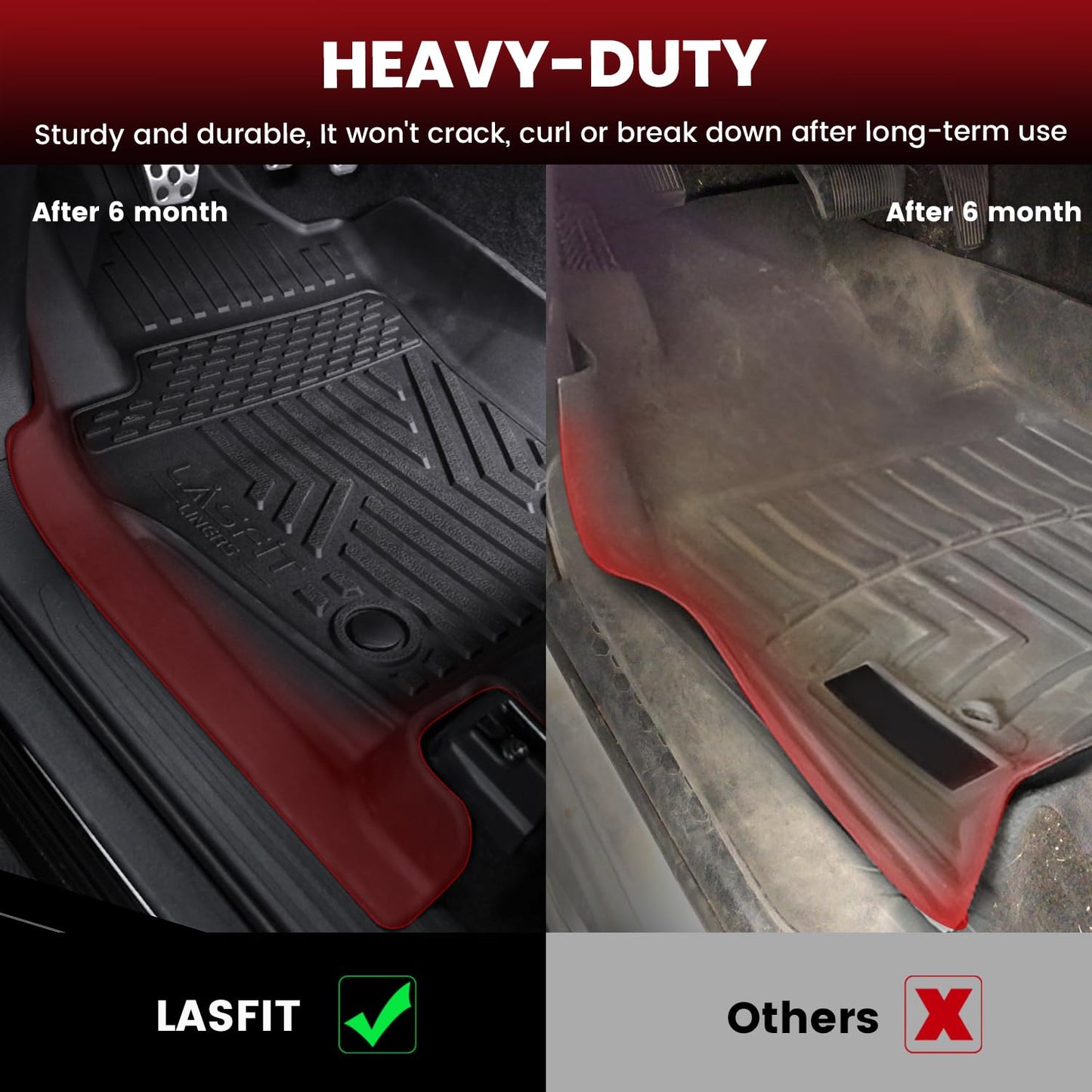 LASFIT Floor Mats for Toyota Tacoma 2024 2025 2026 Double Cab Auto Trans (Not fit Hybrid) All Weather Floor Liner for Tacoma TRD/SR/SR5/limited TPE Custom Fit Car Mats Front&Rear 2 Row Mats