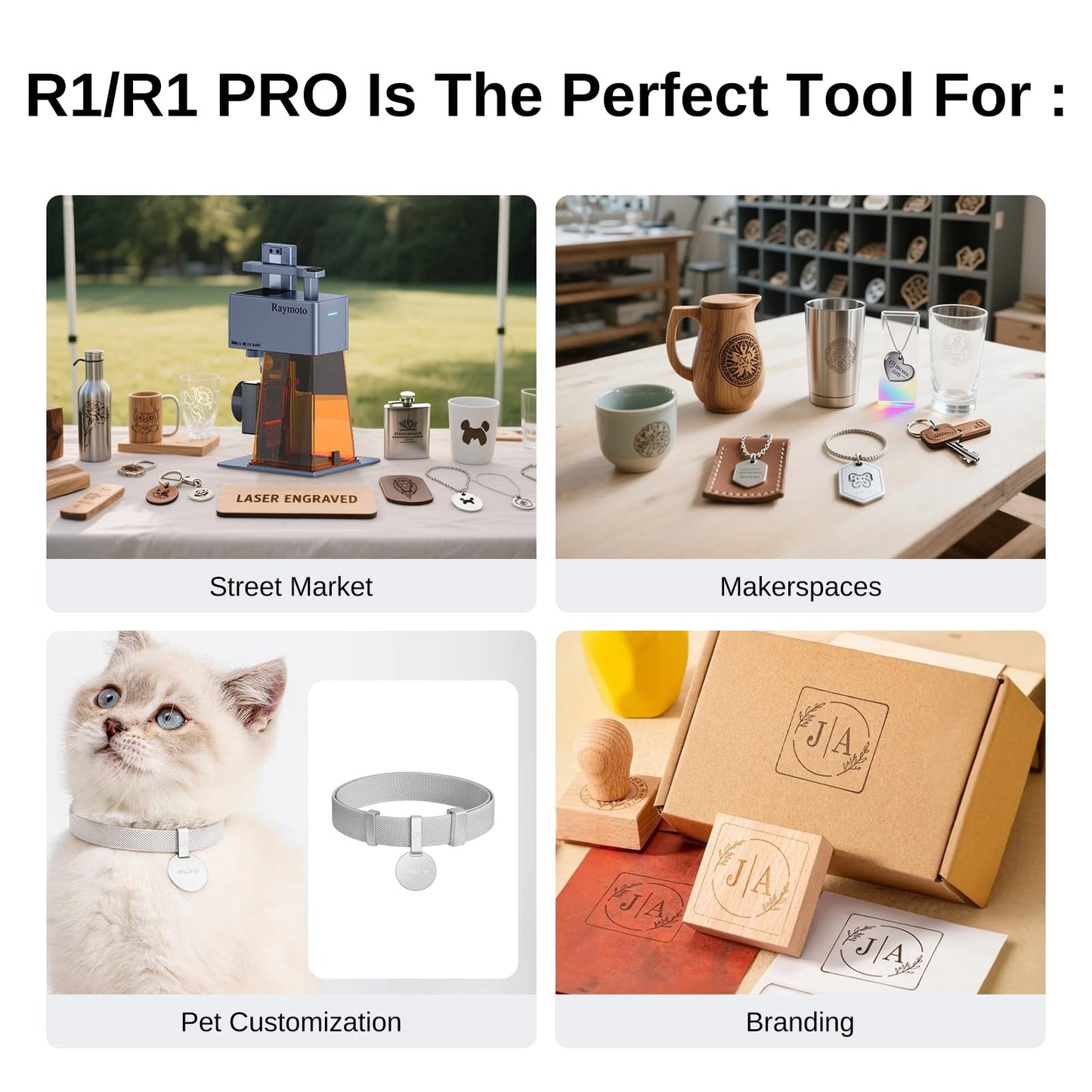 Raymoto R1 Laser Engraver 10W (10000mW), Portable and Handheld Laser Engraving Machine, 2000mm/s Lightning Speed Ultra HD Laser Engraving Machine for Wood Metal Leather Acylic Engraving Laser Cutter