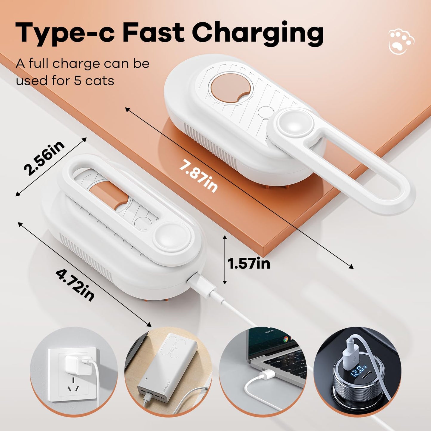 Cat Steam Brush for Shedding, 4 in 1 Rechargeable Steam Brush for Cats and Dogs, Anti-Static, Massage, Cleaning, Shedding & Combing All In One!