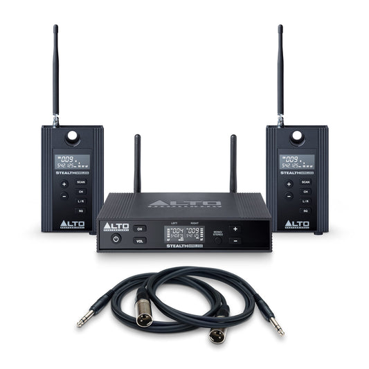 ALTO Stealth Wireless MKII UHF Stereo Wireless Audio System for Active Speakers with Transmitter and 2 Receivers, 2 XLR Ins, Expandable