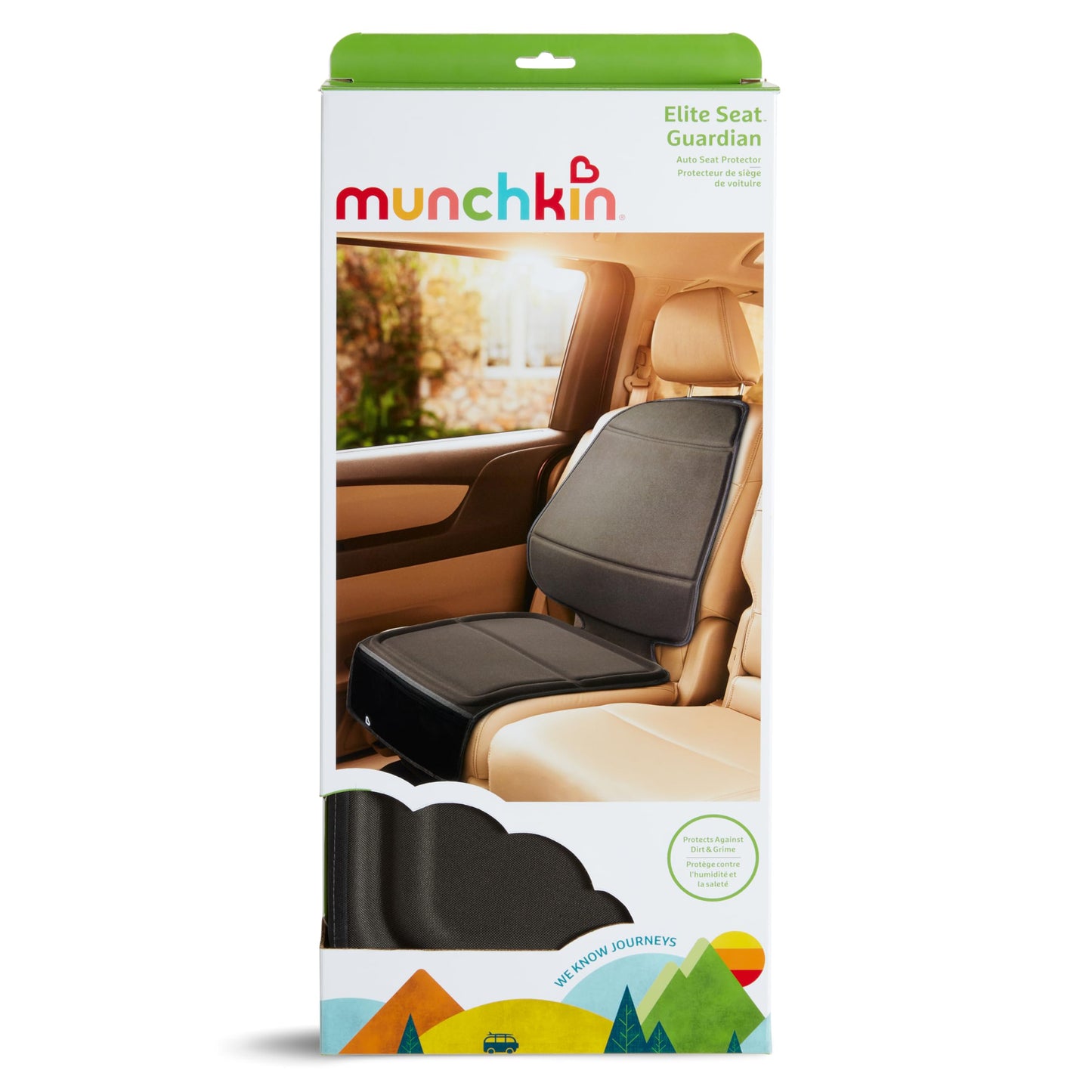 Munchkin Child Car Seat Protector, Elite Seat Guardian with Grime Guard Fabric, Dark Grey