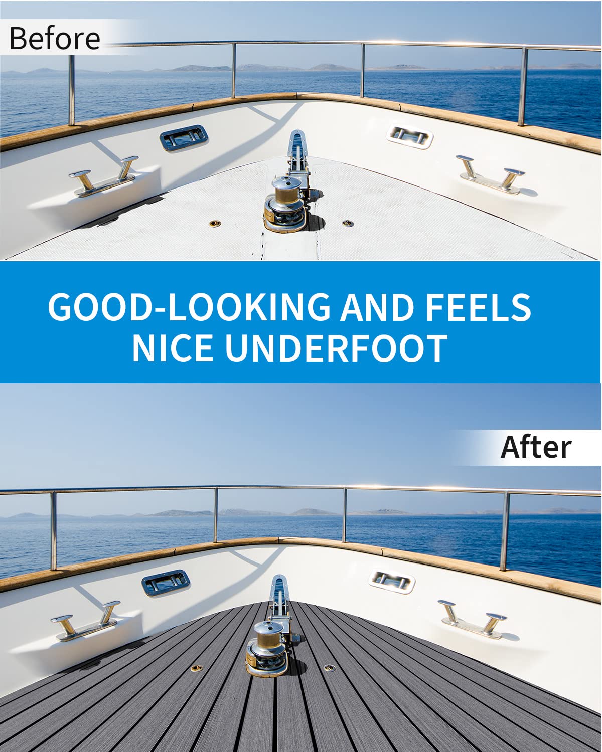 OCEANBROAD Self-Adhesive 96''x45.6'' Boat Flooring with 3M Adhesive Backing EVA Foam Boat Decking Faux Teak Marine Non-Slip Sheet for Jon Boats Yacht Helm Pad Floor, Dark Gray with Black Seam Lines