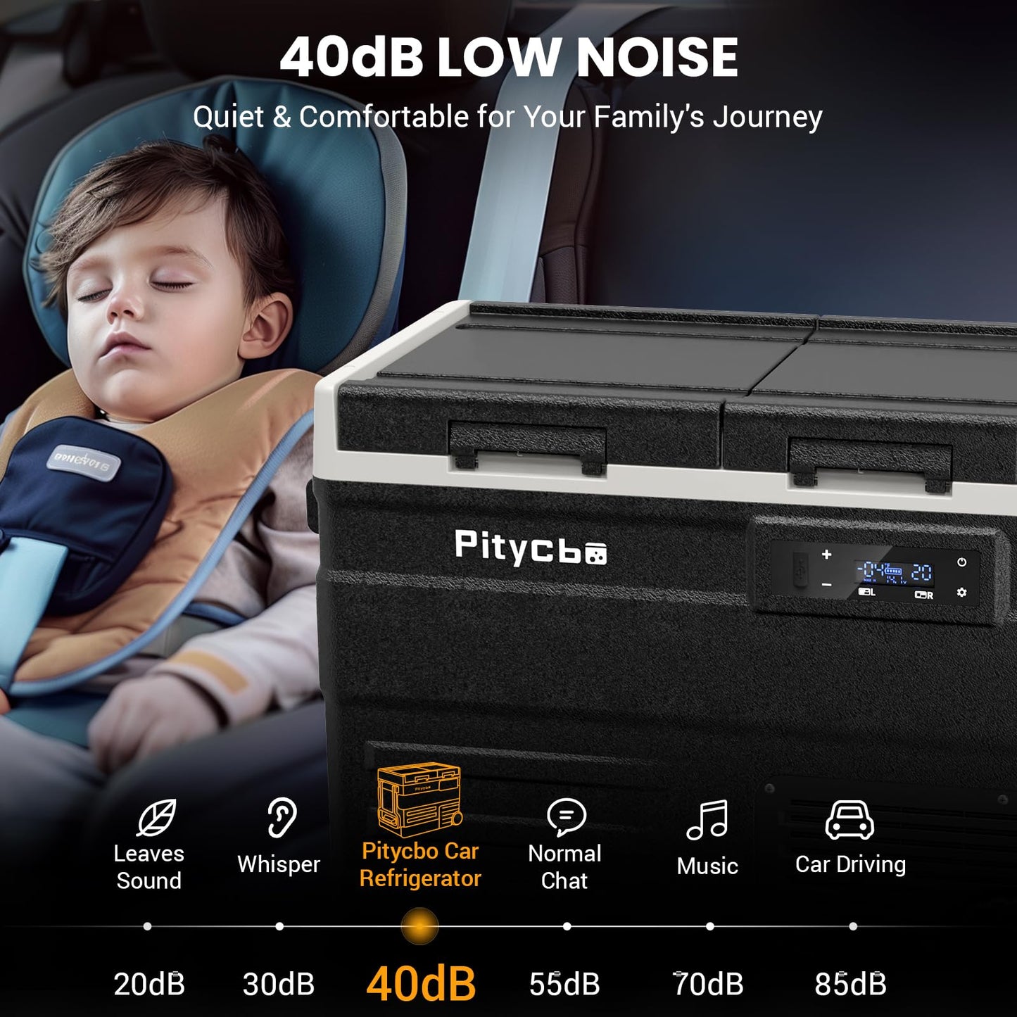 Pitycbo Car Refrigerator 12v Portable Fridge for Car, Auto 56 Quart Dual Zone Freezer Compressor Cooler, -4℉—68℉ 12/24V DC 100~240 Volt AC for Truck, Camping, Travel, Vehicles, RV