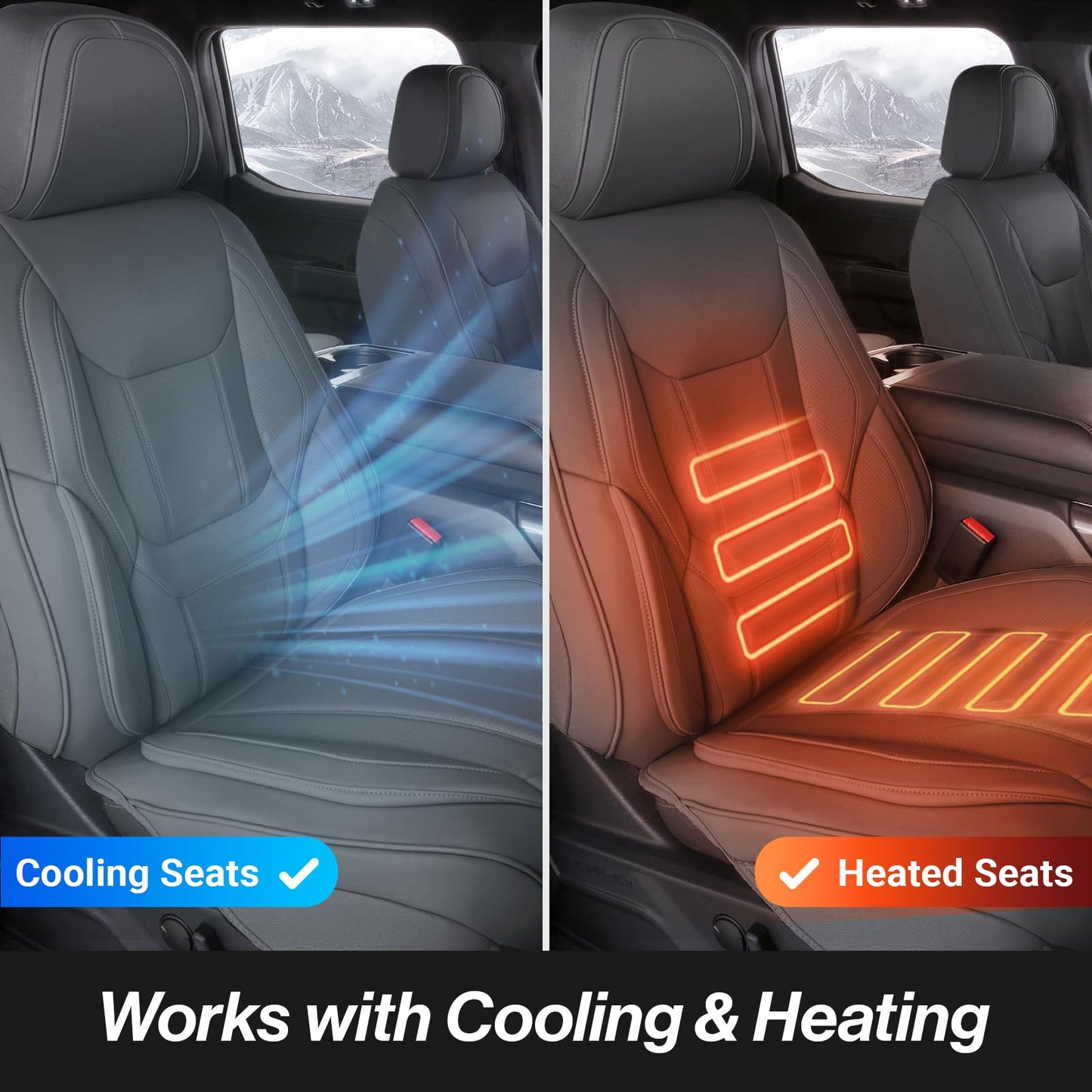 Coverland Custom Car Seat Covers Compatible with Tacoma, F150, F250, F350, Ram 1500, Silverado 1500 - Premium Fax Leather Non-Slip Waterproof Interior Front Seat-Dark Gray [See Size Chart-Size A10]