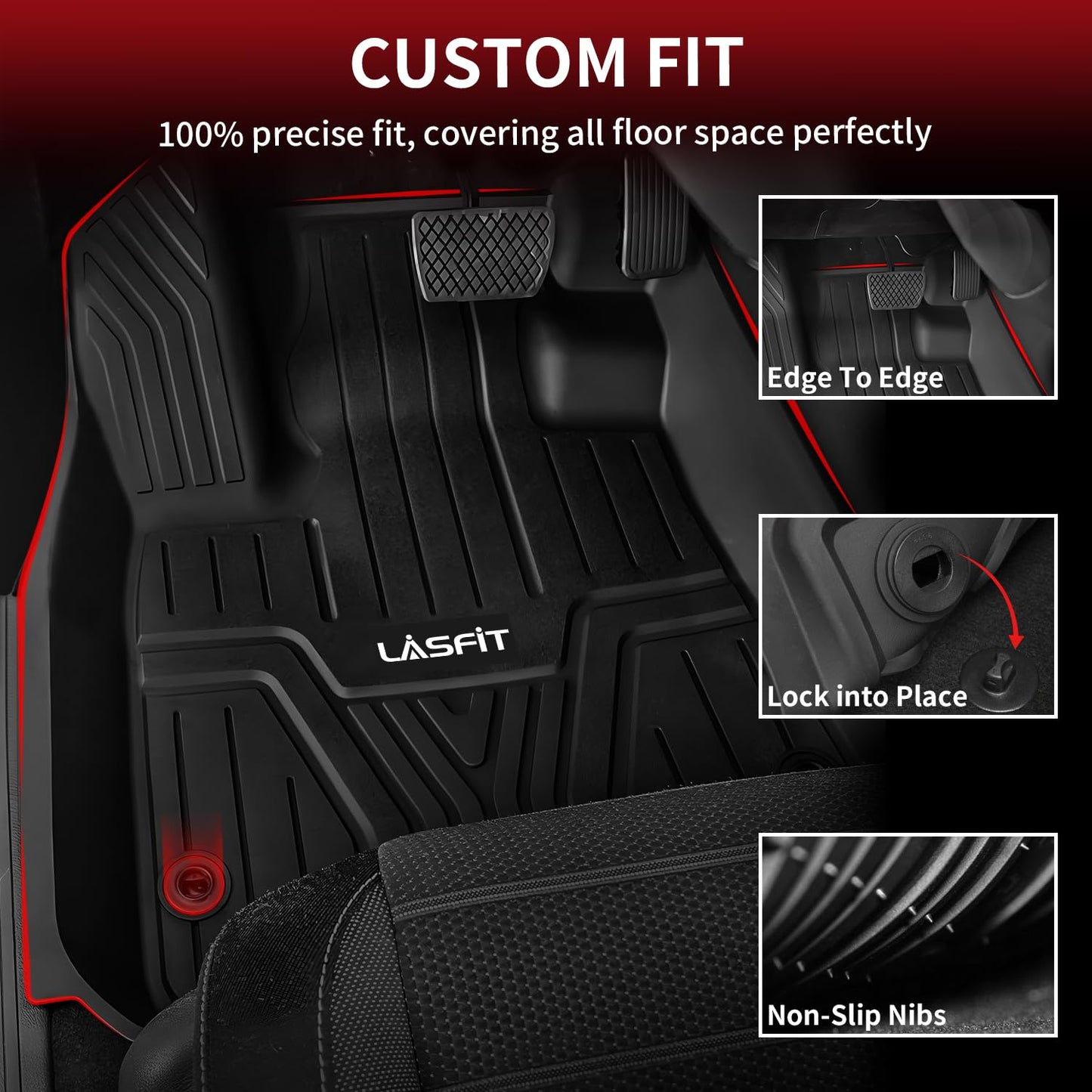 LASFIT Floor Mats and Cargo Liner for Honda CR-V 2023 2024 2025 2026 (Include Hybrid Models), All Weather TPE Car Trunk Mat (Upper Position), 1st & 2nd Row & Trunk Liner Full Set Black