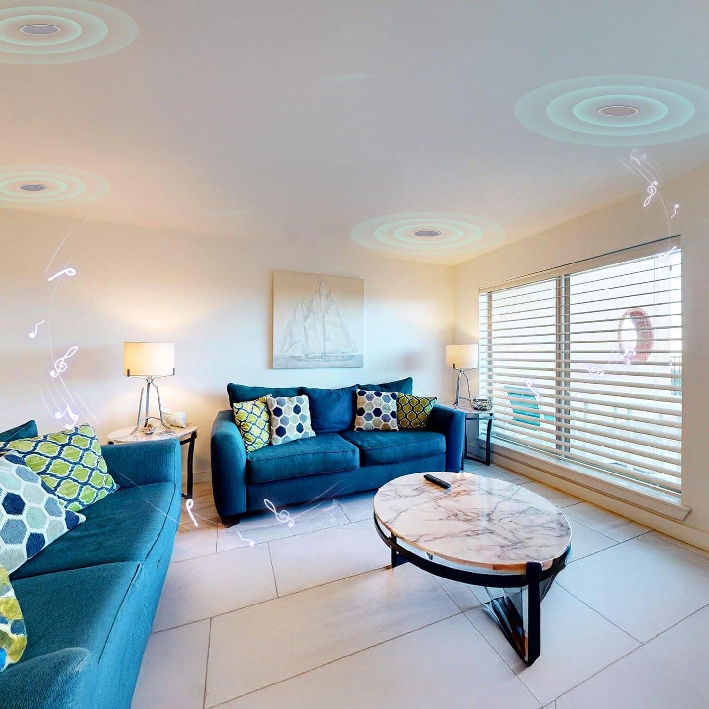 STUDIOFINIX 6.5 Inch Bluetooth Ceiling Speakers,600W Wired Recessed Speaker System, Ideal for Home Theater, Living Room,Office,Kichten,Study Room,Basement,Covered Patio and Flush Mount (4 Speakers)