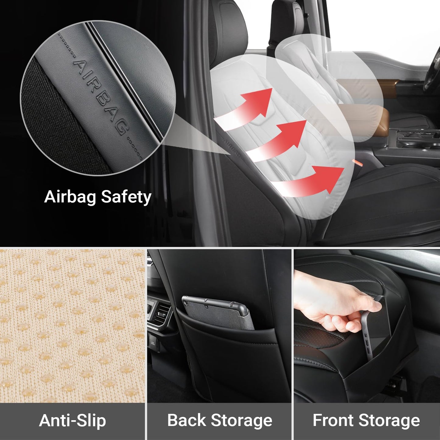 Coverland Custom Car Seat Covers Compatible with Outback, CR-V, Tucson, Wrangler, GX 460 - Premium Leather Non-Slip Memory Foam Waterproof Protector Front Seat-Black [See Size Chart-Size A10]