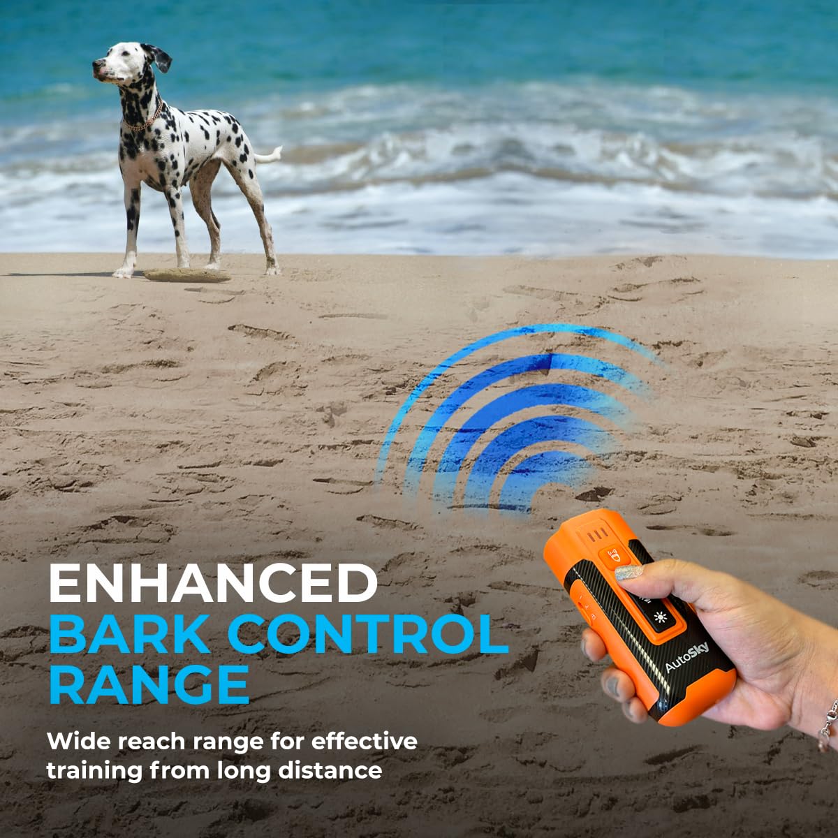 AutoSky Ultrasonic Dog Bark Deterrent & LED Flashlight – Safe, Rechargeable, Handheld Dog Trainer with Dual Modes & Twin Emitters – Indoor & Outdoor Pet Behavior Tool