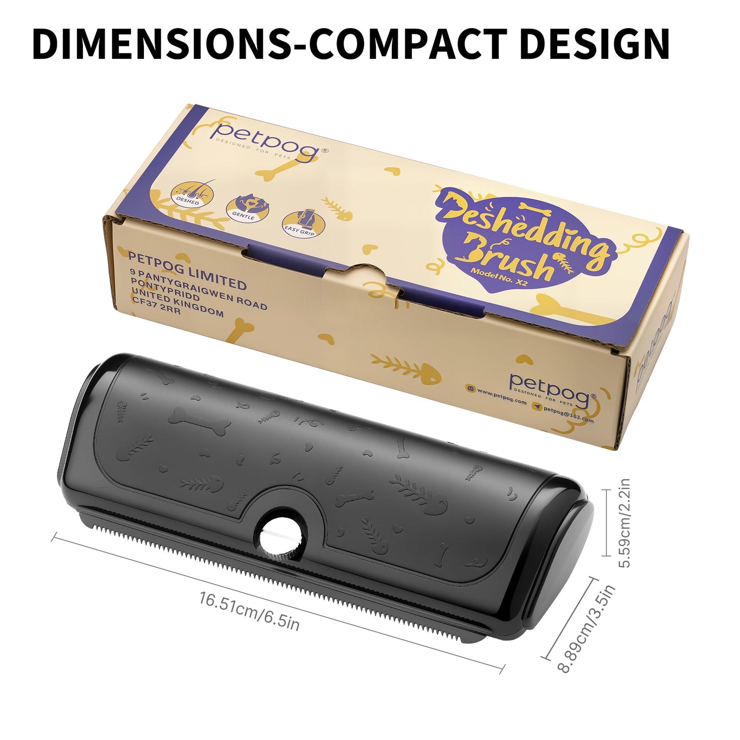 PetPog Deshedding Dog Brush and Grooming Tool – Pet Hair Remover Comb for Shedding, Easy Clean, Effective for Short and Long Hair, Professional Pet Grooming Brush for Dogs and Cats