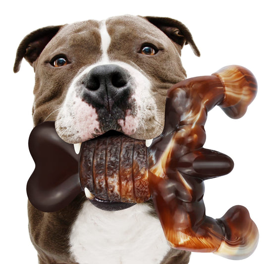 MOXIKIA Dog Chew Toys for Aggressive Chewers Almost Indestructible Dog Toys,Bacon Flavor,Tough Dog Bone Toys for Medium/Large Breed Dogs,Best Chew Toys to Keep Them Busy