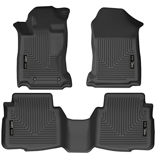 Husky Liners Weatherbeater Floor Mats | Fits 2020-2025 Subaru Legacy & Subaru Outback | Front & 2nd Row, 3-pc Black - 95541