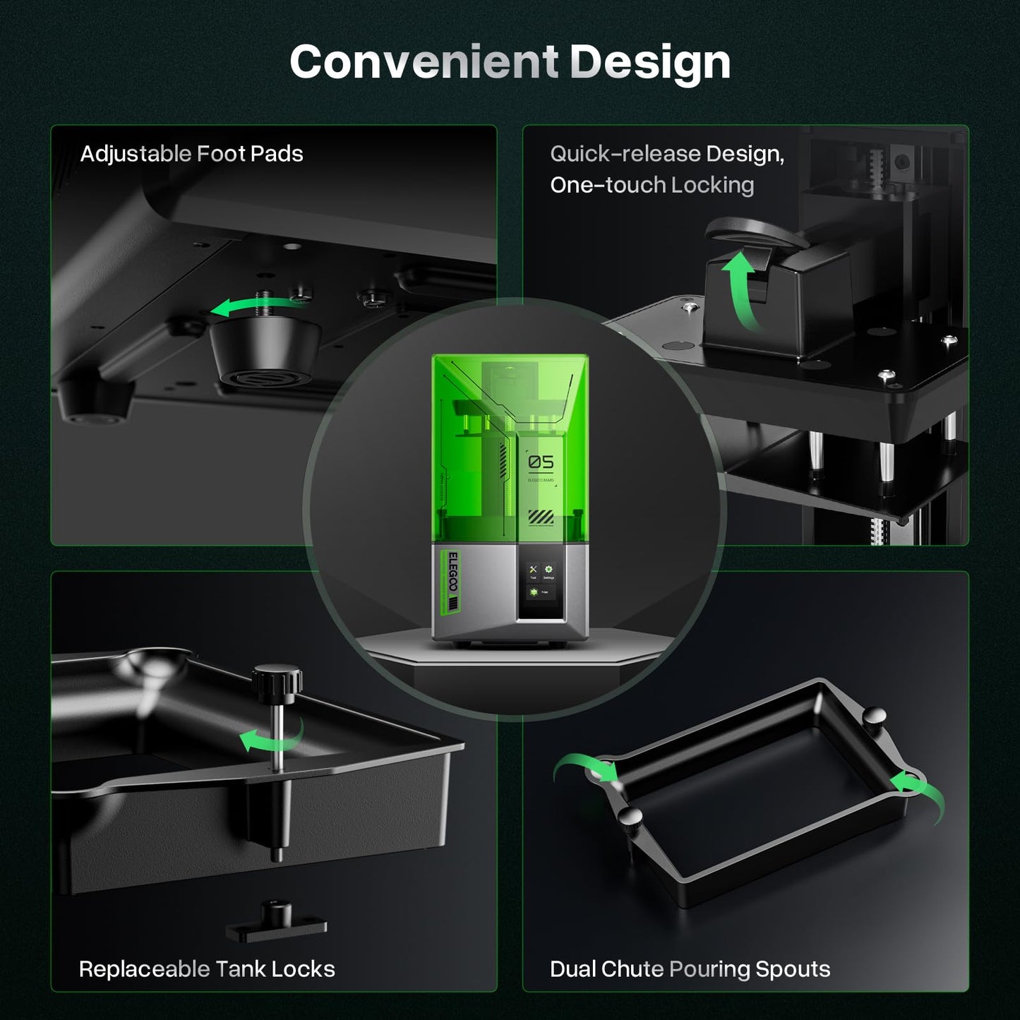 ELEGOO Mars 5 MSLA Resin 3D Printer, Smart Mechanical Sensor, Intelligent Automatic Leveling, COB Light Source, 6.6-inch Mono 4K LCD Screen, Large Printing Size 143.43 x 89.6 x 150 mm³