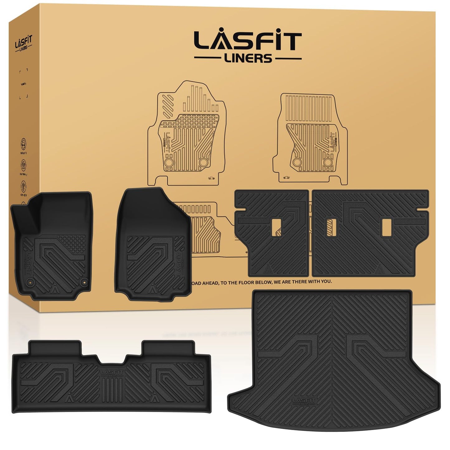 LASFIT Floor Mats & Cargo Liner with Backrest Mat 2025-2026 for Chevrolet Chevy Equinox/GMC Terrain (Not for Equinox EV), All Weather TPE Custom Fit Floor Mats, Car Mats Full Set for Equinox/Terrain