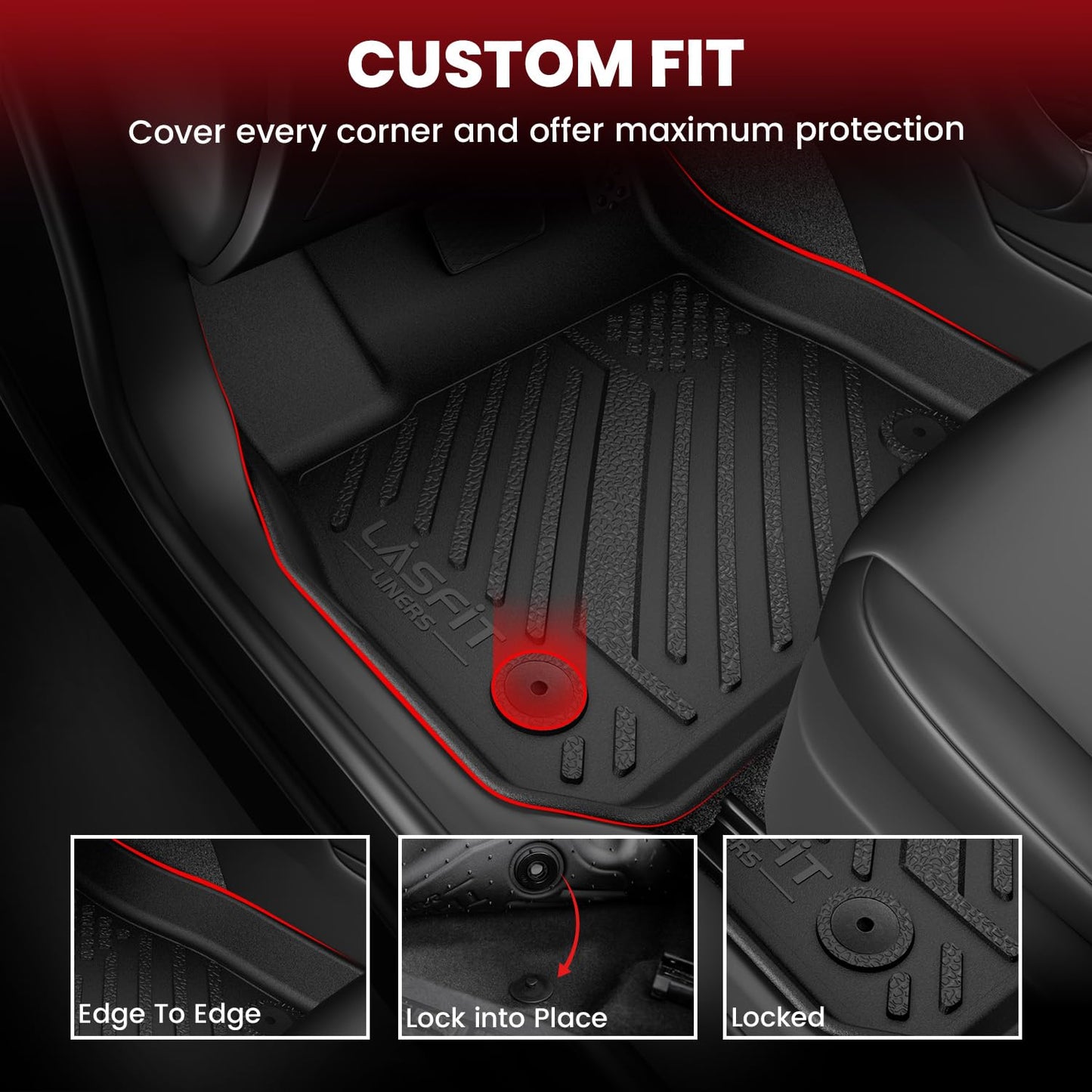 LASFIT Floor Mats & Cargo Mat for Hyundai Sonata 2020-2026 (Only Fit FWD & Gas) / Kia K5 2021-2025 (Only Fit FWD) All Weather TPE Custom Fit Floor Liners for Car Mats Trunk Mats