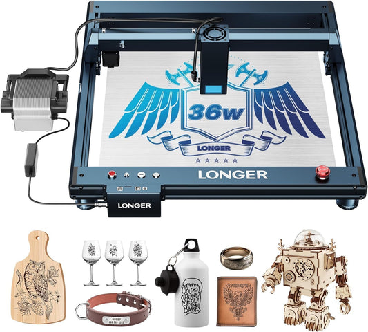 Longer Laser B1 30W Laser Engraver Cutter with Auto Air Assist, Working Speed Up to 600MM/S, DIY Laser Engraver for Wood and Metal, Paper, Acrylic, Glass, Leather, Working Area 17.72x17.32 inch