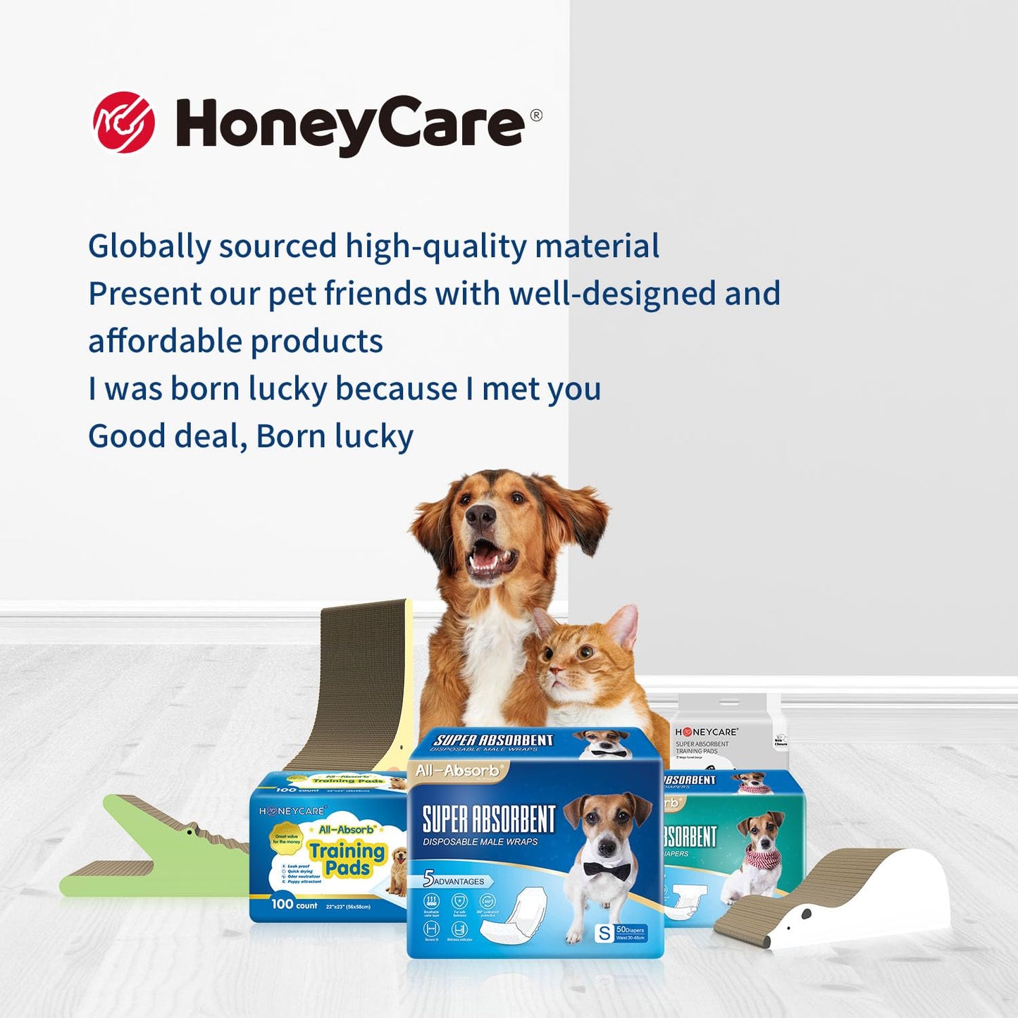 Honey Care All-Absorb, Small 17.5" x 23.5", 120 Count, Dog and Puppy Training Pads, Ultra Absorbent and Odor Eliminating, Leak-Proof 5-Layer Potty Training Pads with Quick-Dry Surface, Blue, A05