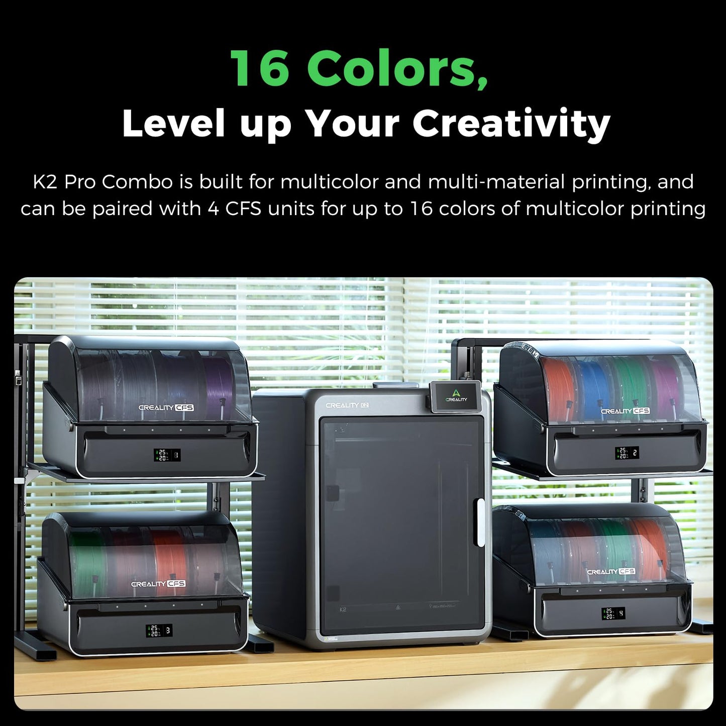 Creality K2 Combo 3D Printers, Multicolor 3D Printer Machine with CFS, Dual Camera, 600mm/s Printing Speed, Next-Gen Direct Drive Extruder, 260 * 260 * 260mm Printing Volume