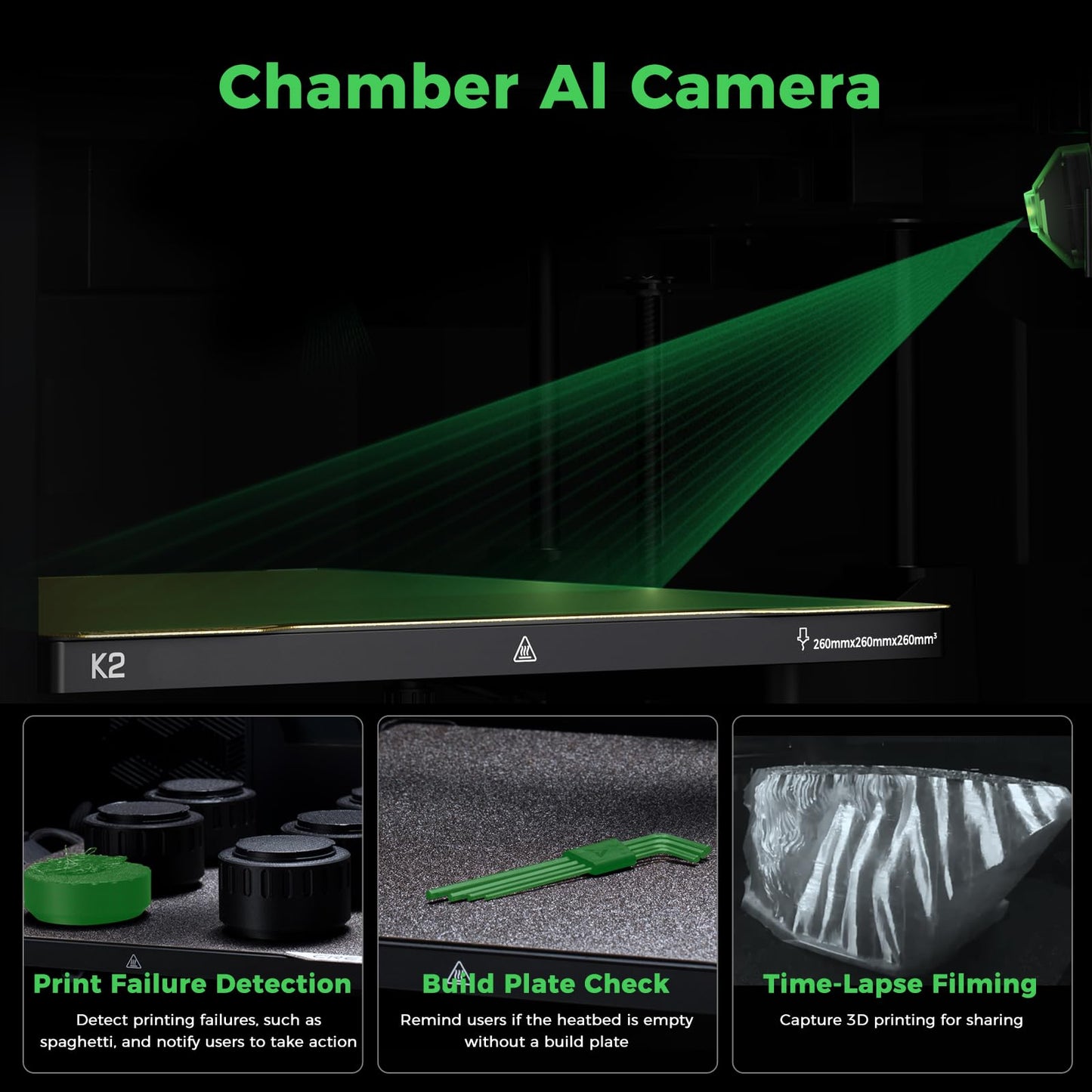 Creality K2 Combo 3D Printers, Multicolor 3D Printer Machine with CFS, Dual Camera, 600mm/s Printing Speed, Next-Gen Direct Drive Extruder, 260 * 260 * 260mm Printing Volume