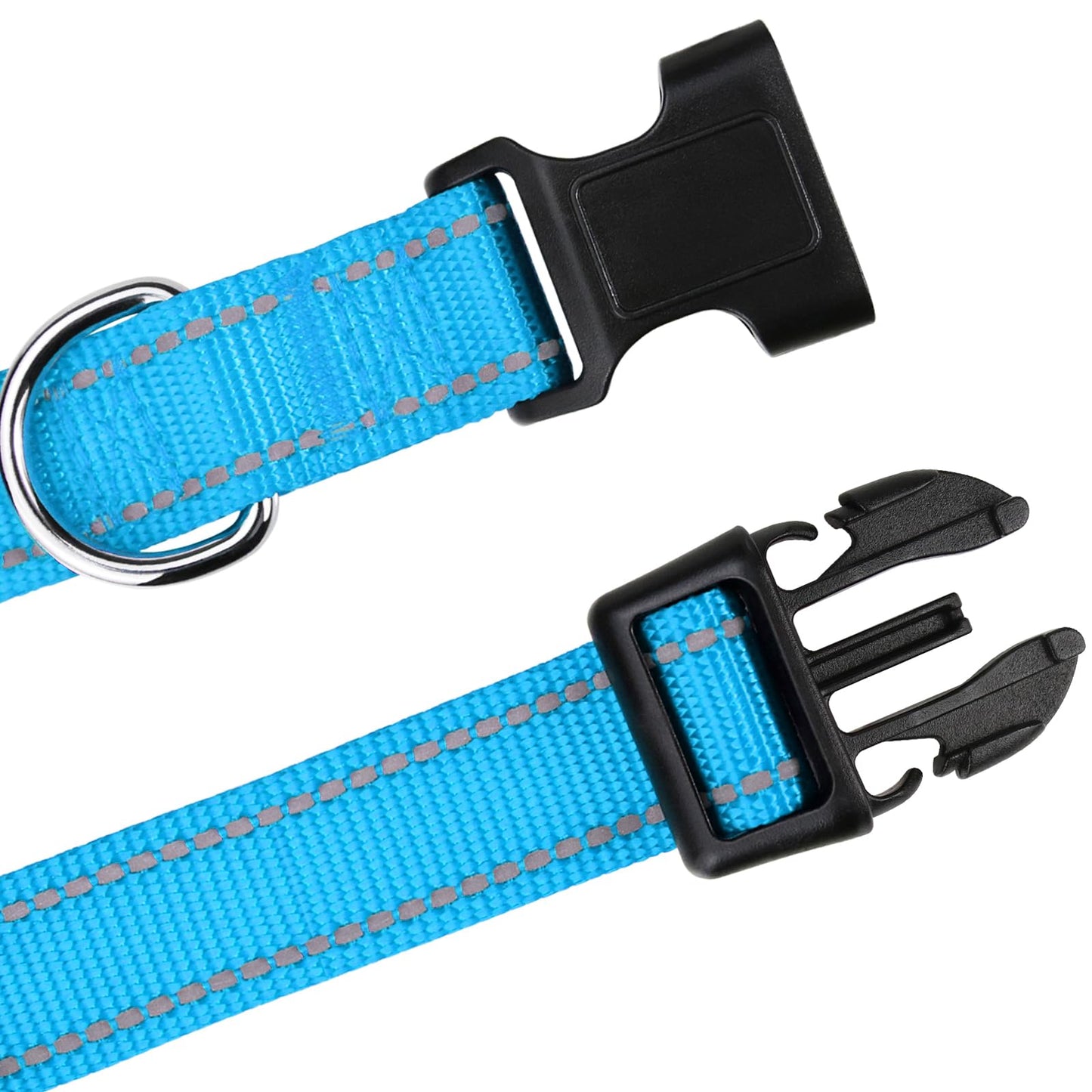 TagME Dog Collars for Small Dogs, Reflective Nylon Pet Collar with Quick Release Buckle, Small Dog Collar for Boys, Sky Blue, 3/8" Width