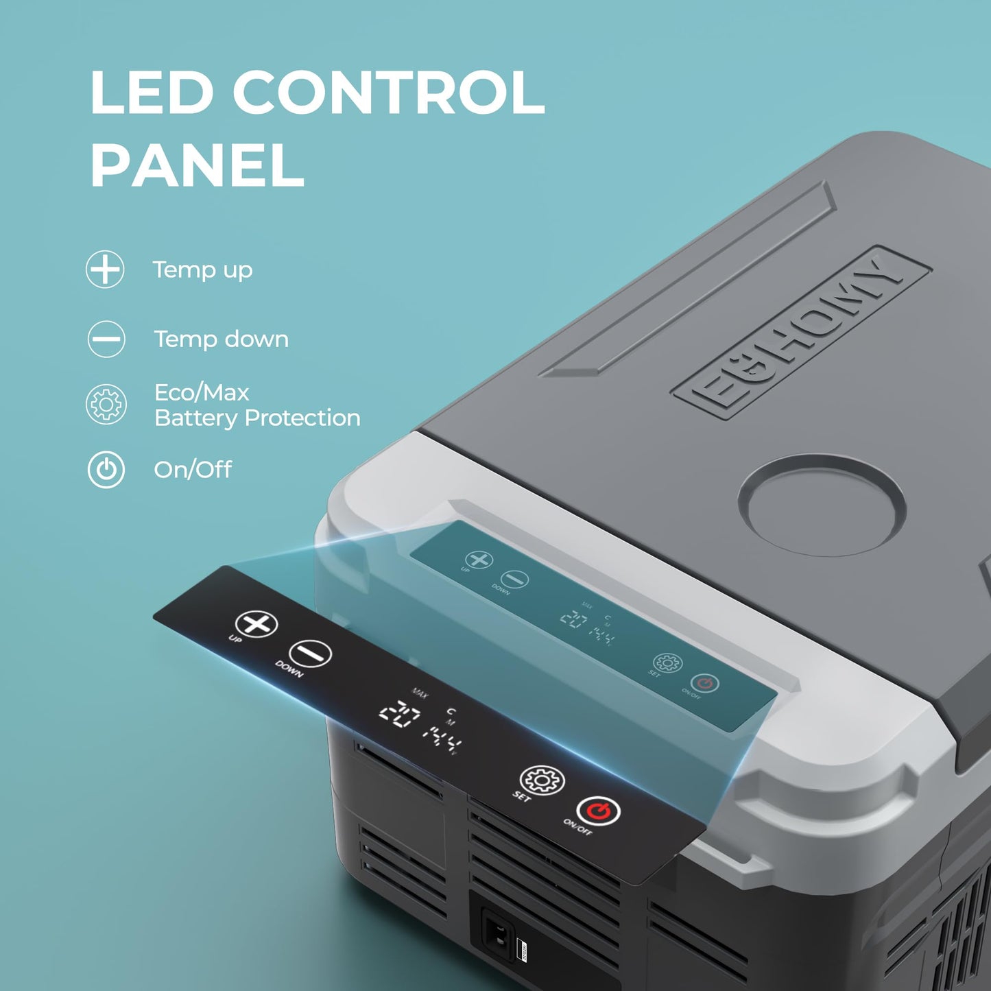 EUHOMY 12 Volt Refrigerator, 12 Quart (10L) Compressor Electric Cooler APP Control, Car Fridge 12/24V DC & 120-240V AC, Car Refrigerator -4℉~68℉, Portable Freezer for RV, Travel, Camping