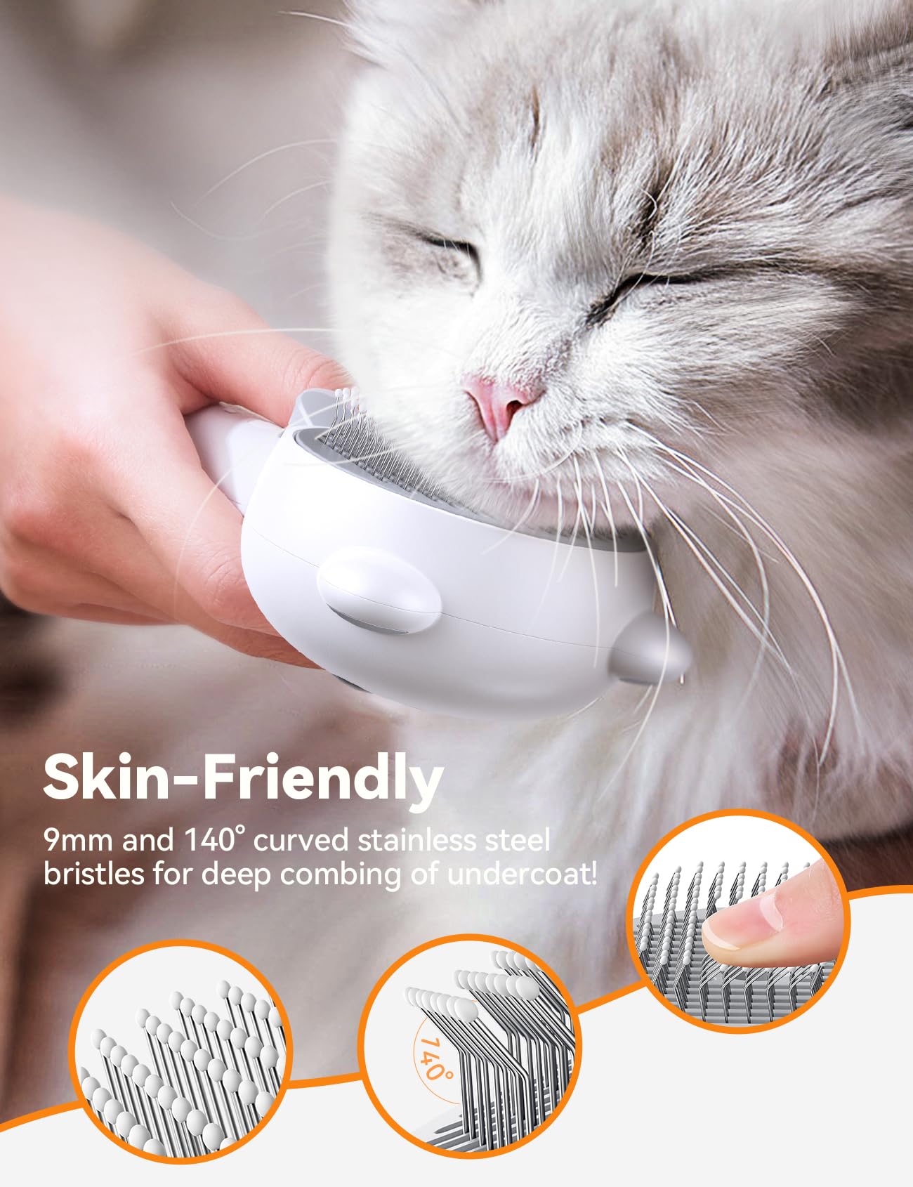 Cat Steam Brush, Brushes for Indoor Cats with Release Button, Dual Speed Spray USB Rechargeable Grooming Supplies, Cat Brush for Shedding Suitable for All Long-haired and Short-haired Pets