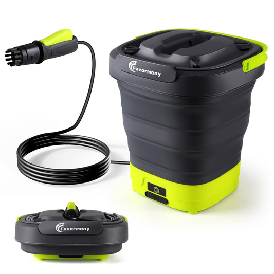 Favormony Portable Pressure-Washer Max 290PSI, Foldable Water Pressure Washer w/3.2Gal Tank and 10FT Hose Type-C Charging, for Bike, Pet Cleaning, Garden Care, Lime Green