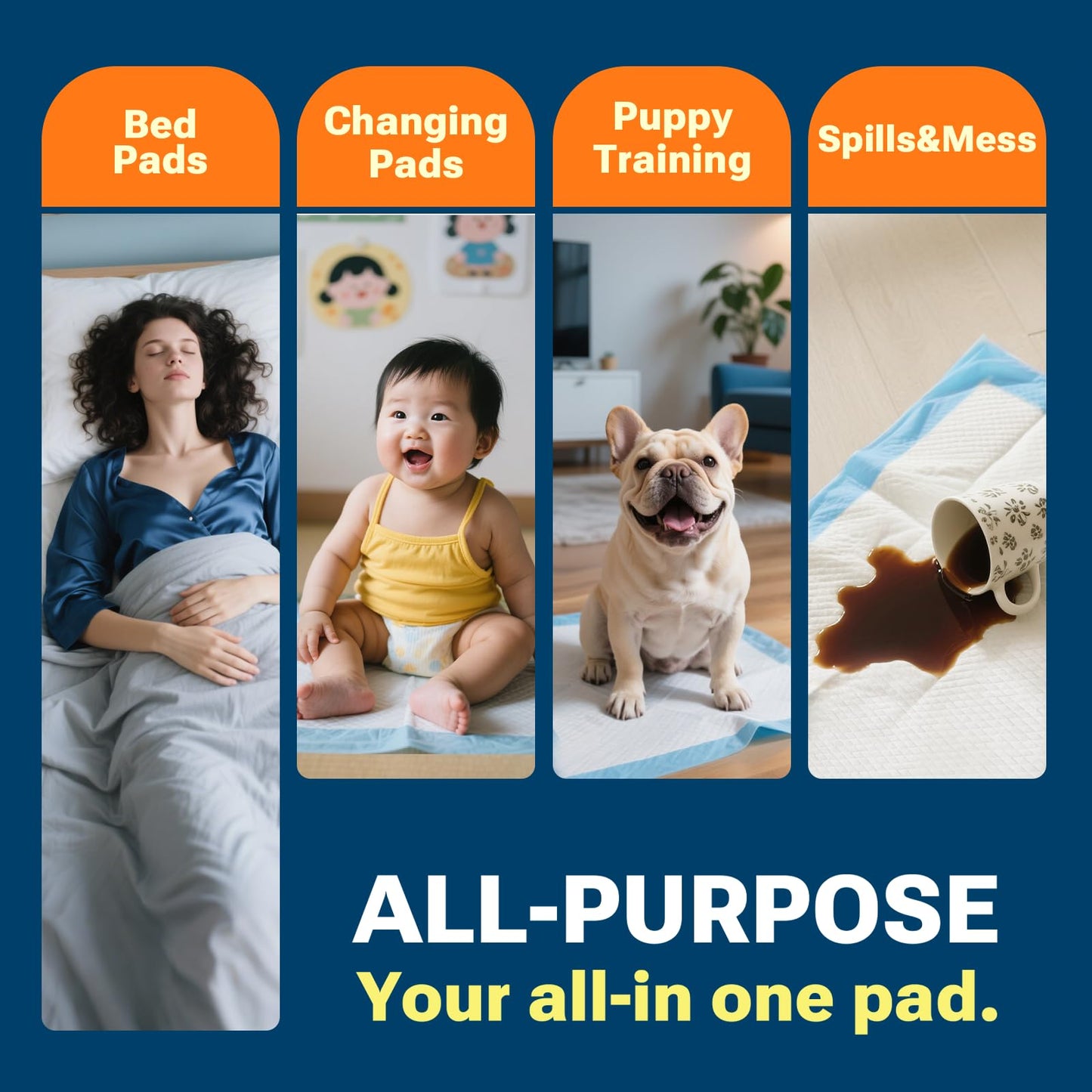 CLEAN SPACES 30" x 36" 50 Count Super Absorbency Disposable Bed Pads for Adults, Leakproof Quick Drying Underpads for Adults Baby Puppy, Incontinence Pads, Puppy Pad Dog Training Pee Pads