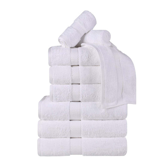 BNM Egyptian Cotton Heavyweight Towels, Ideal For Bathroom, Shower, Spa, Hotel, 800 GSM, Face/ Washcloths, Hand Towels, Bath Towels, Highly-Absorbent, Luxury Home Basics, 9 Piece Towel Set, White