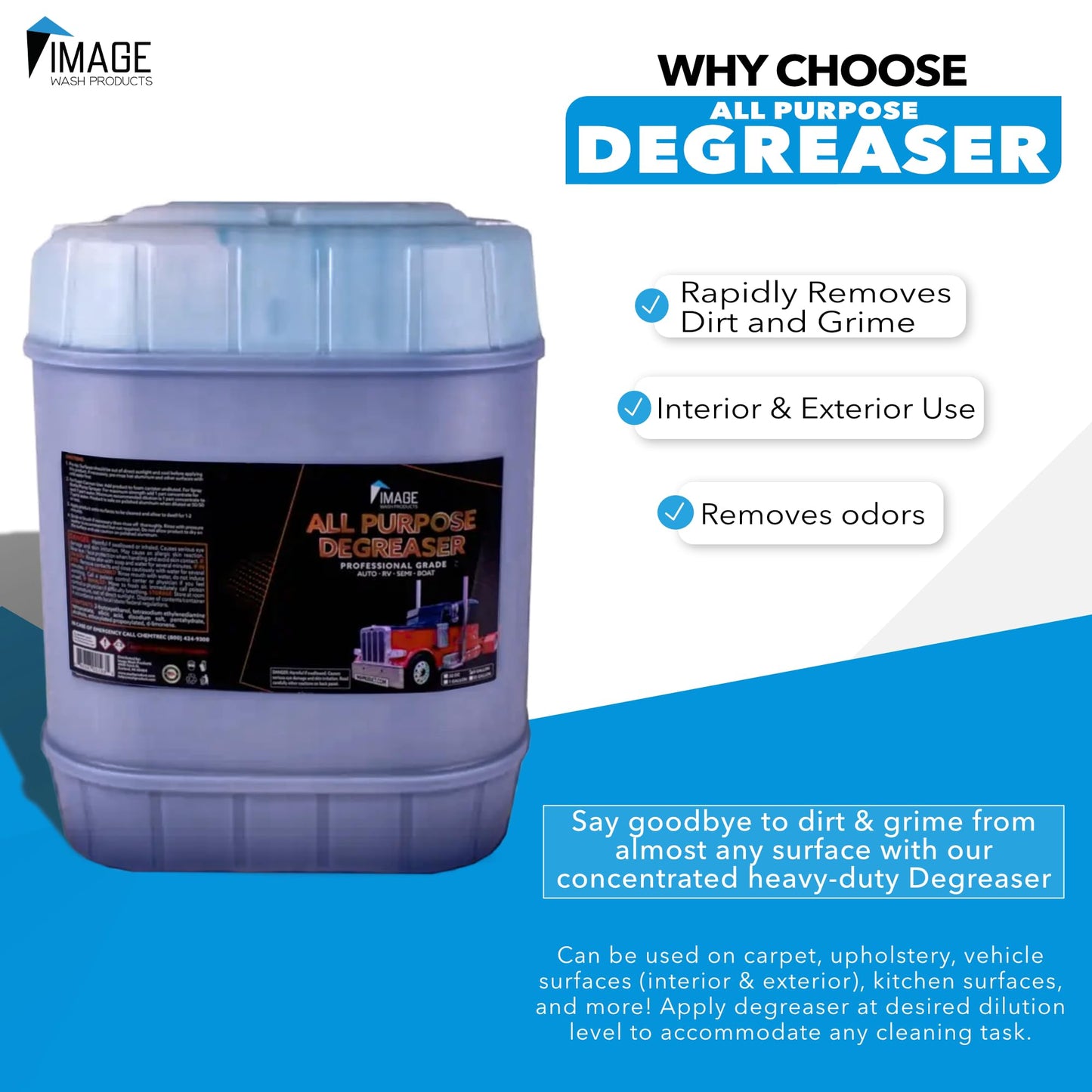 Image Wash Products All Purpose Foaming Degreaser - 5 Gal. - Works On Interior/Exterior Surfaces - Engine Bay Cleaner/Car Interior Cleaner/Tire Degreaser - Heavy Duty
