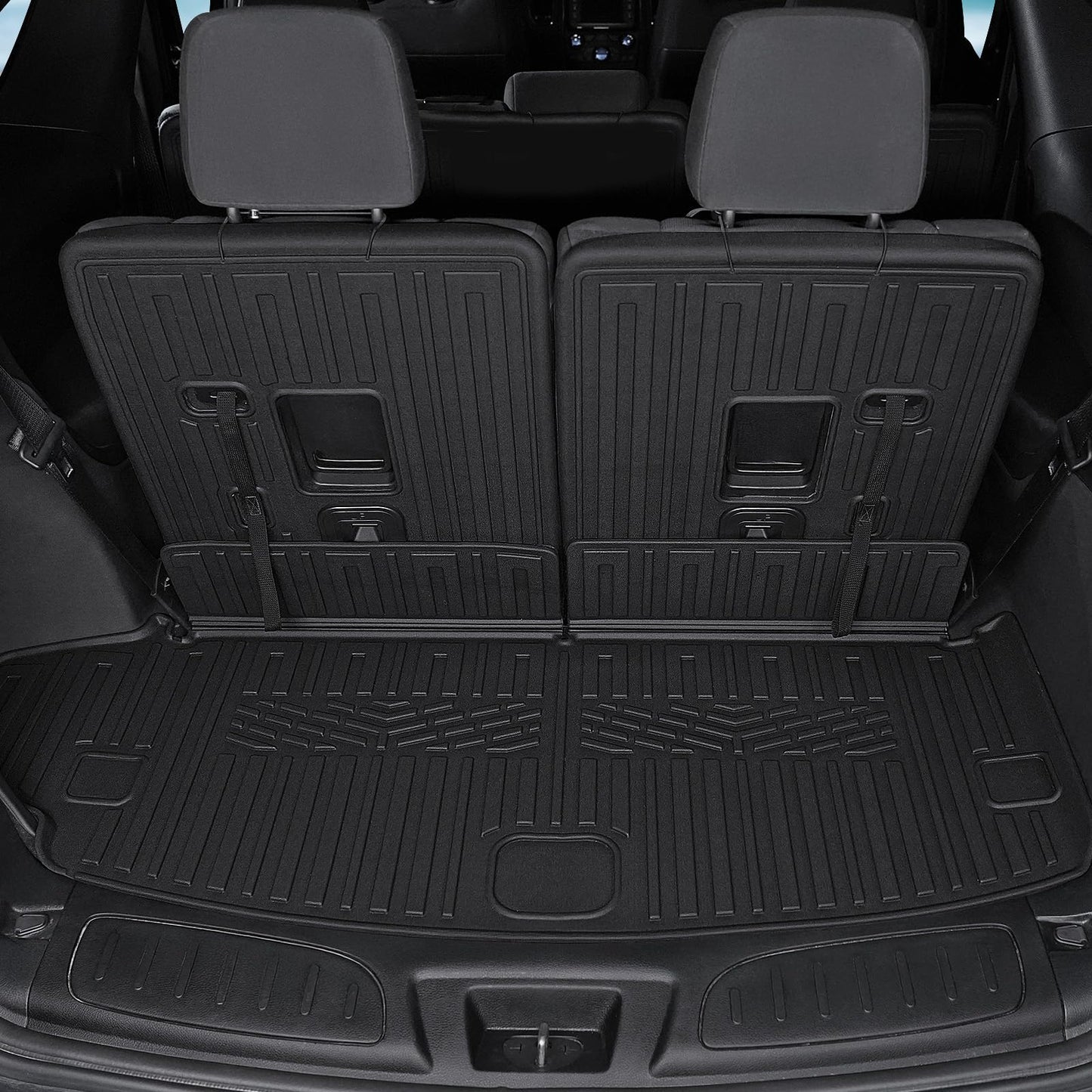 GALVAGNITE Floor Mats for 2016-2024 2025 Dodge Durango 6-seat, All Weather TPE Cargo Liner Cargo Mat and 3rd Row Backrest Mats for Durango Accessories