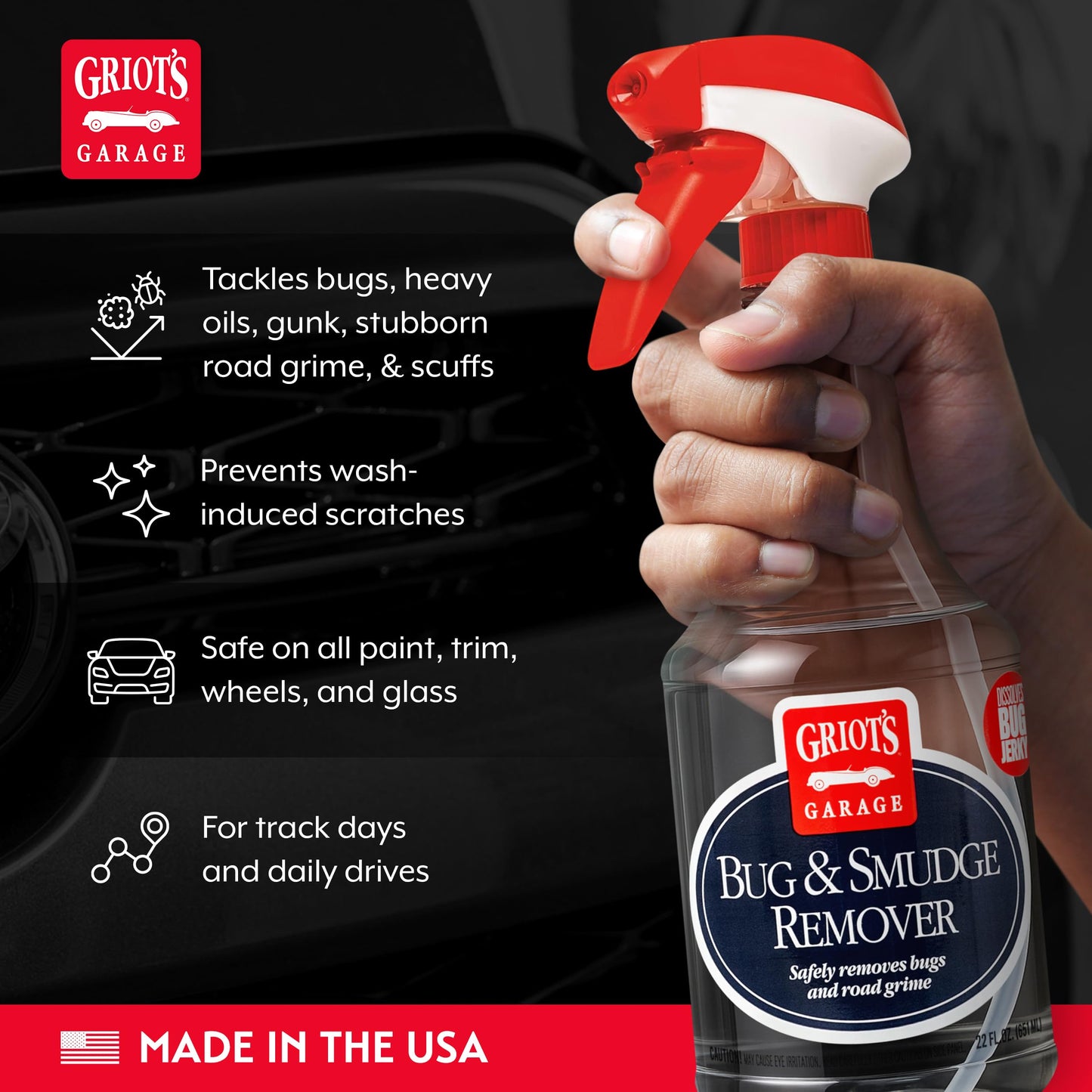 Griot's Garage Smudge Remover, Car Cleaning Spray for Spot Removal, Works on All Exterior Surfaces, Releases Smudges, Oil, Grime, and Scuffs, 22 oz