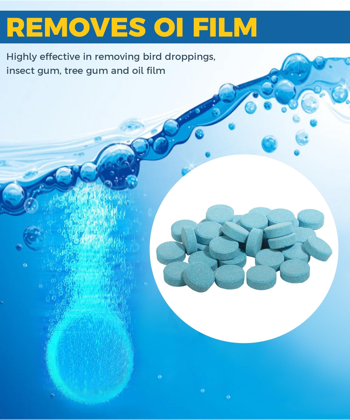 UBOG 30PCS Windshield Fluid,Windshield Washer Tablets,Car Accessories Washer Fluid Tablets,Car Windshield Washer Fluid，Concentration Wiper Fluid Tablets，Remove Glass Stains,Fit for Car Window Glass