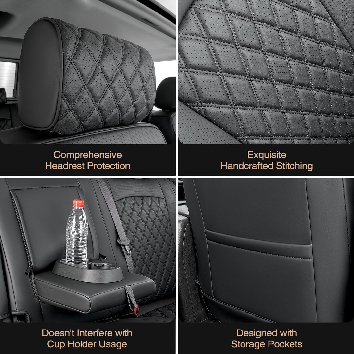 CreekT Full Coverage Full Set Seat Covers for Chevy Silverado GMC Sierra 2014-2018 1500 Crew Cab 2015-2018 2500HD 3500HD,for Chevrolet Truck Car Interior Accessories Black