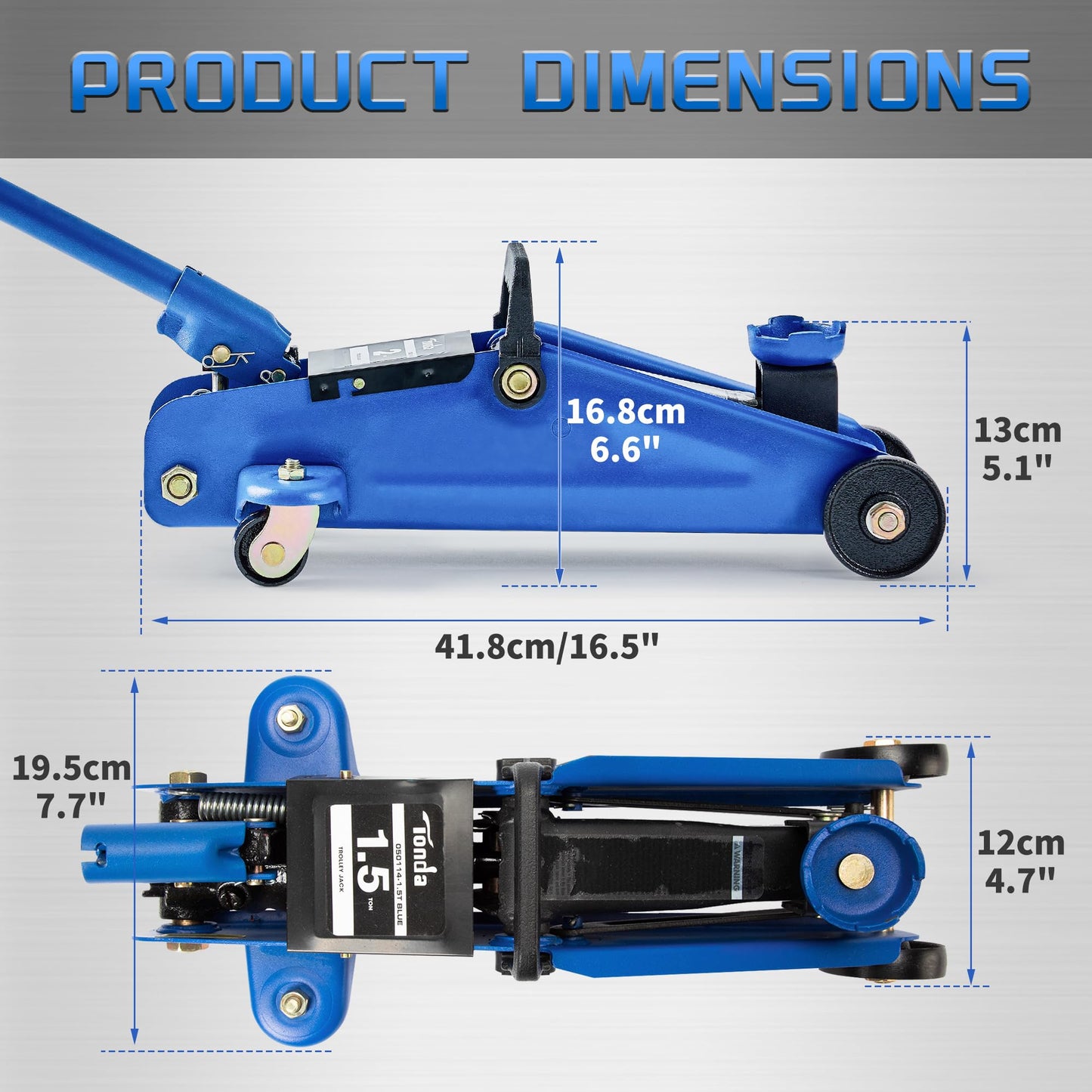 TONDA Floor Jack, Hydraulic Portable Car Lift Jack, 1.5 Ton (3,000 lb) Capacity (Blue)