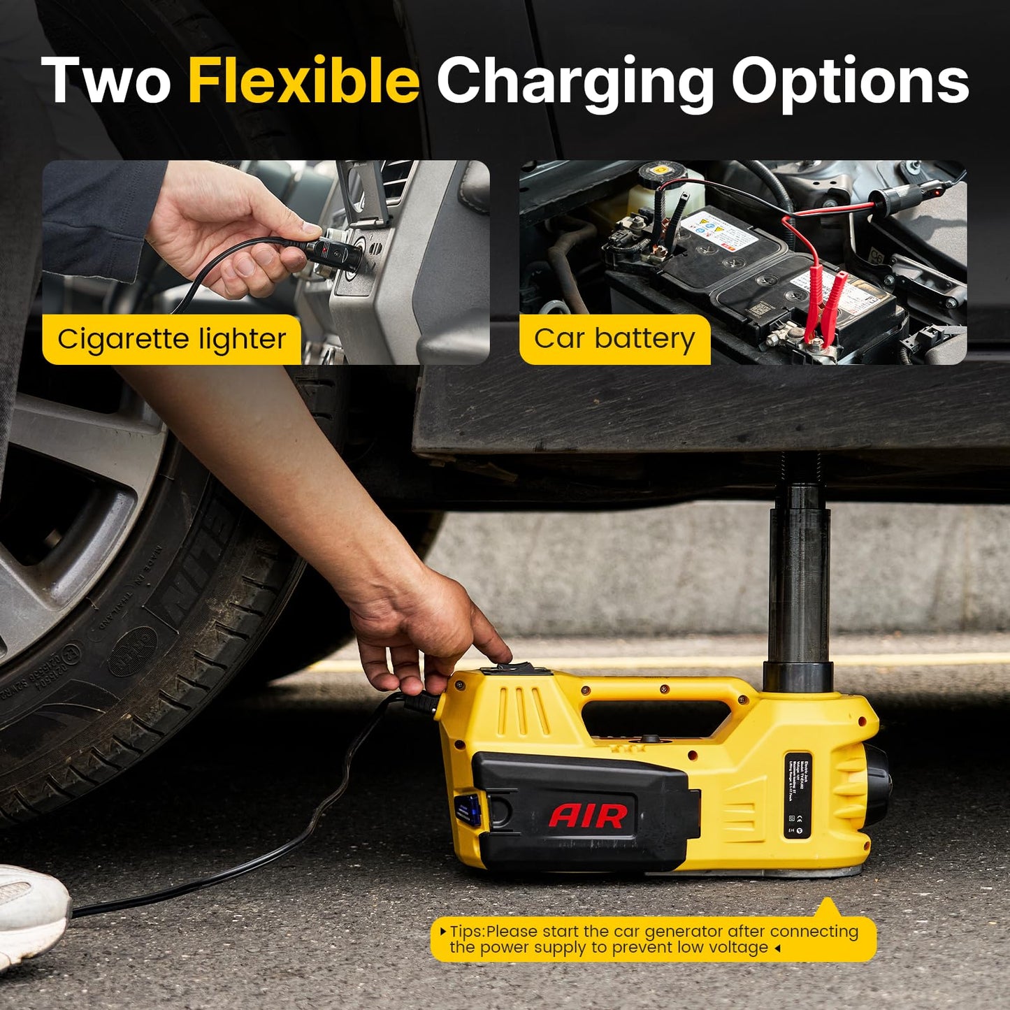 TaskStar Electric Car Jack Kit, 5 Ton/11023 lbs 12V Hydraulic Car Jack Lift with Electric Impact Wrench and Tire Inflator Pump, Portable Auto Kit for SUV MPV Sedan Truck Change Tires Garage Repair