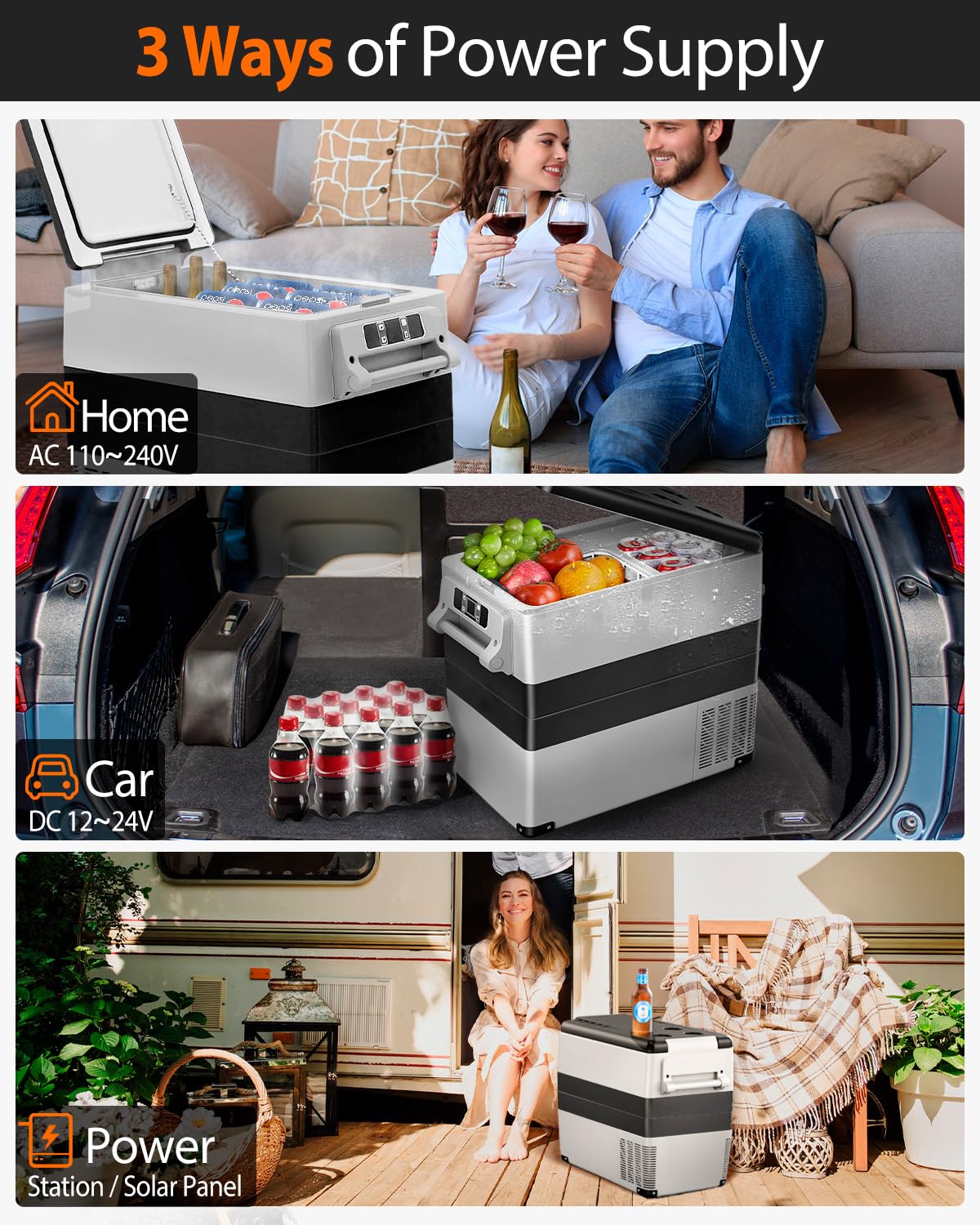 Feelfunn Car Fridge Portable 12 Volt Refrigerator - 58 Quart(55L) Electric Cooler with AC/DC for Truck RV Van Camper, Car Refrigerator Freezer for Camping Boat Travel, APP Control, -4~68°F